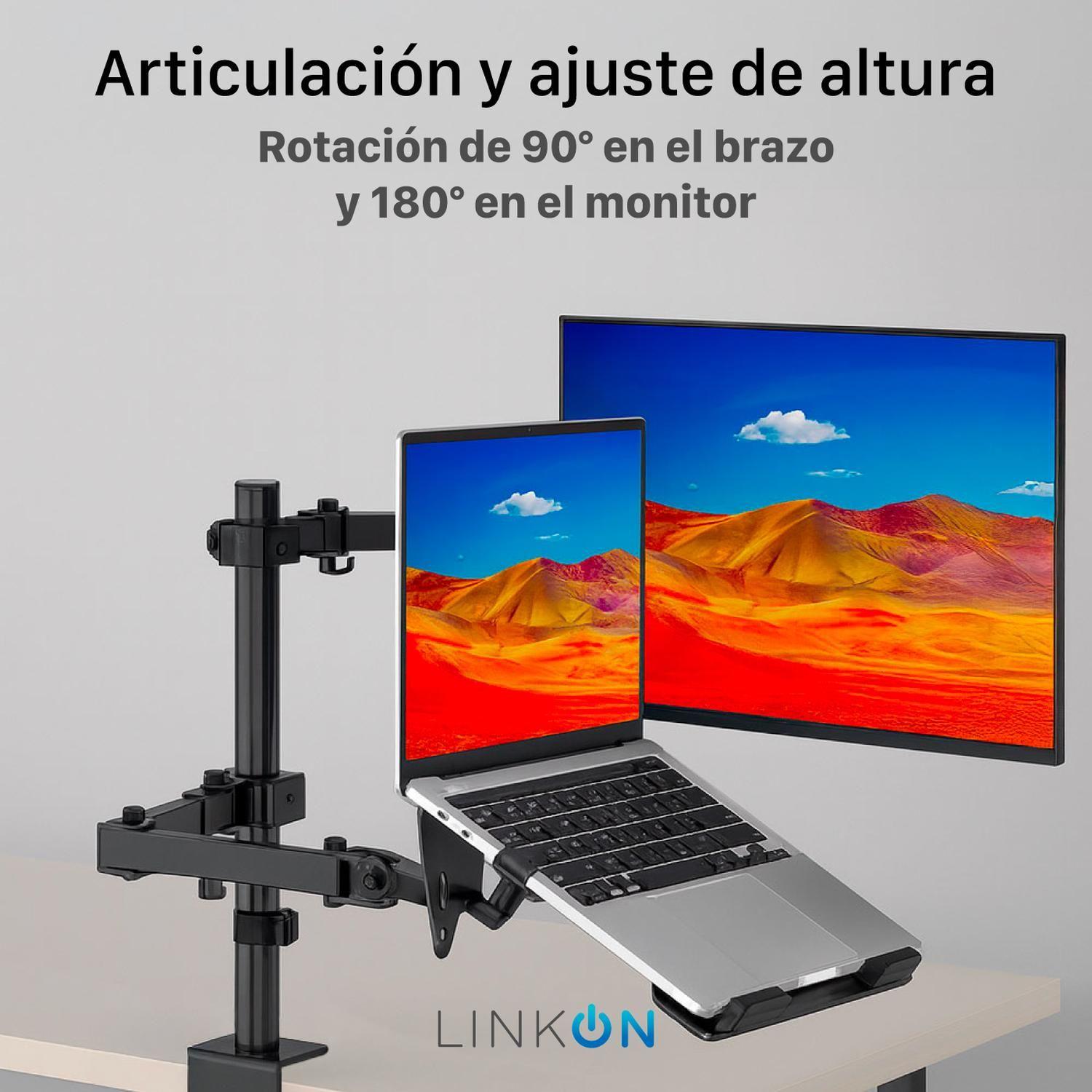 Soporte Brazo Doble Para Monitor Notebook Linkon Escritorio-2