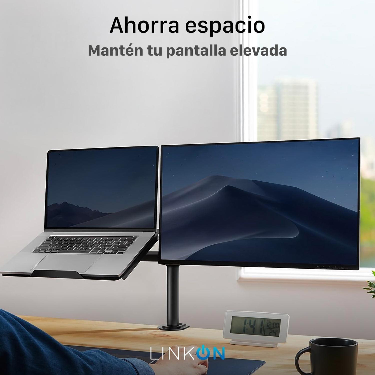 Soporte Brazo Doble Para Monitor Notebook Linkon Escritorio-3