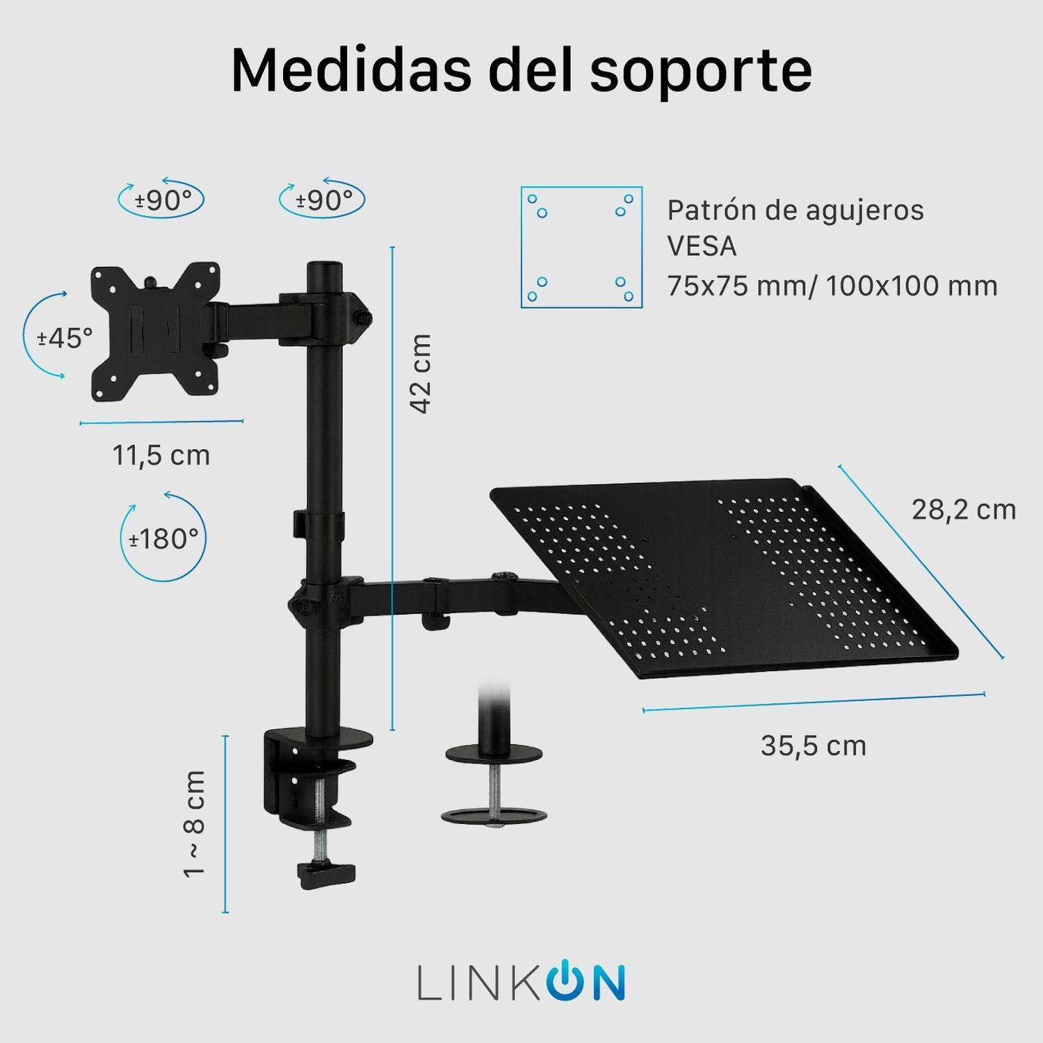 Soporte Brazo Doble Para Monitor Notebook Linkon Escritorio-4