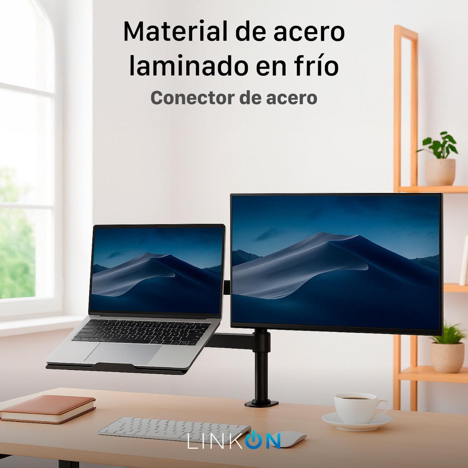 Soporte Brazo Doble Para Monitor Notebook Linkon Escritorio-5