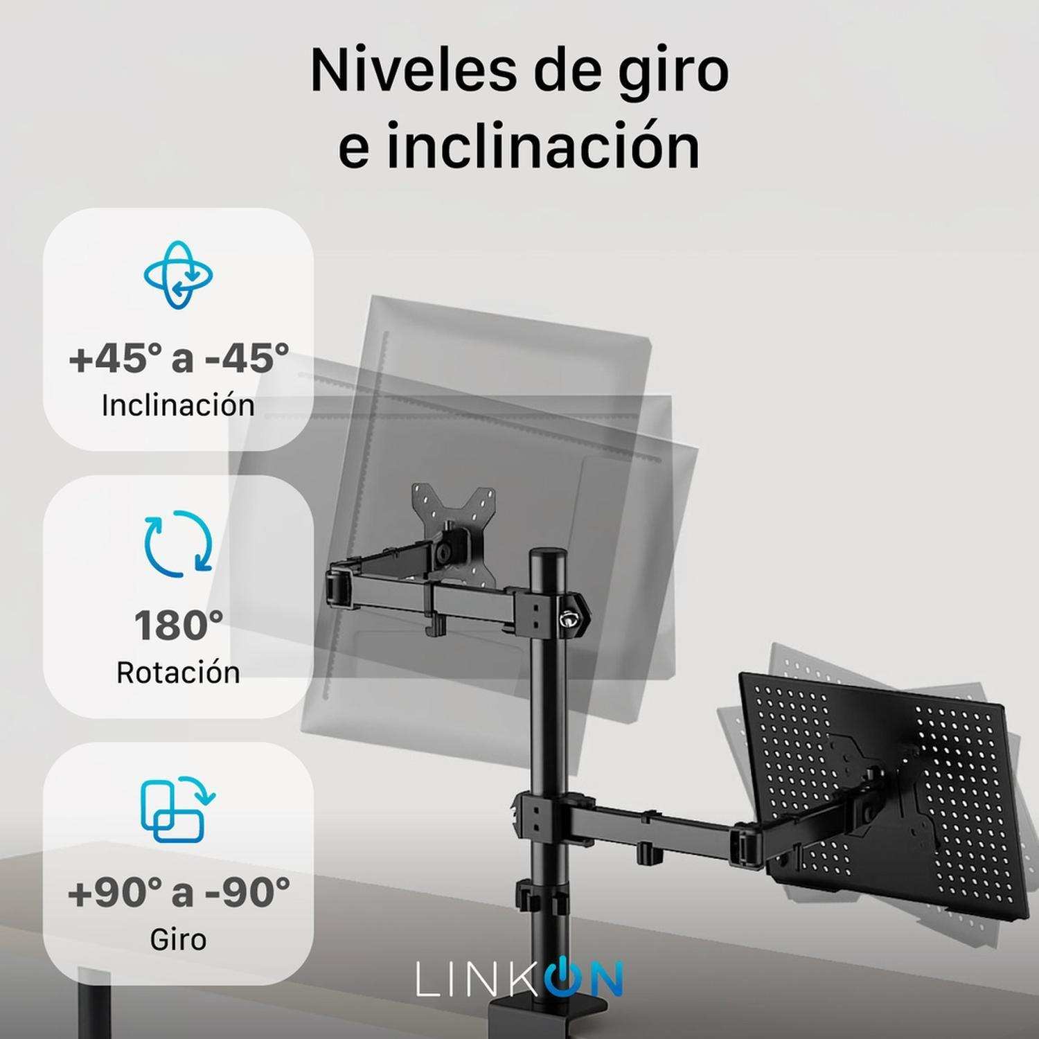 Soporte Brazo Doble Para Monitor Notebook Linkon Escritorio-7
