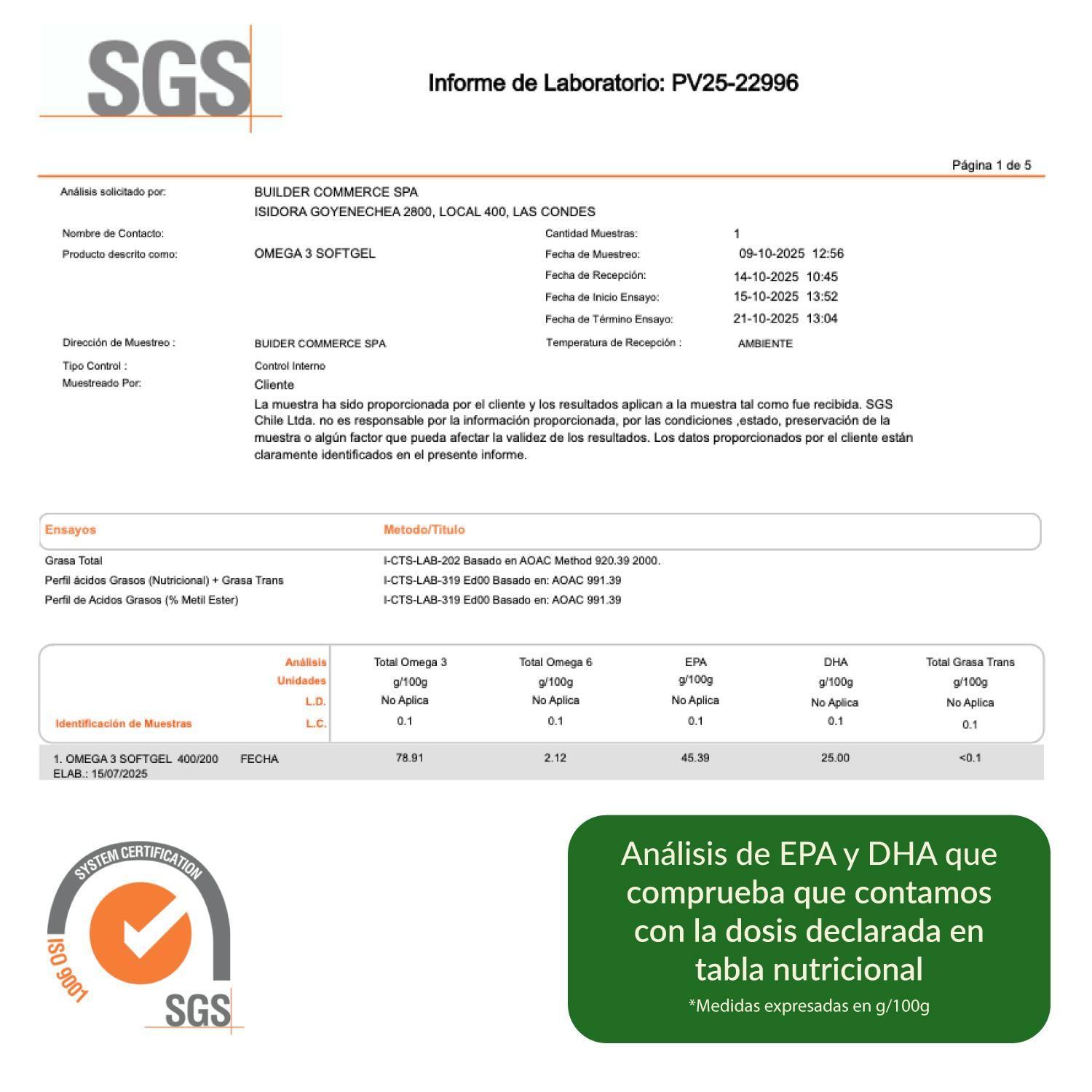 Omega 3 Düa Labs® 800 EPA 400 DHA 120 Cápsulas Para 60 días-5