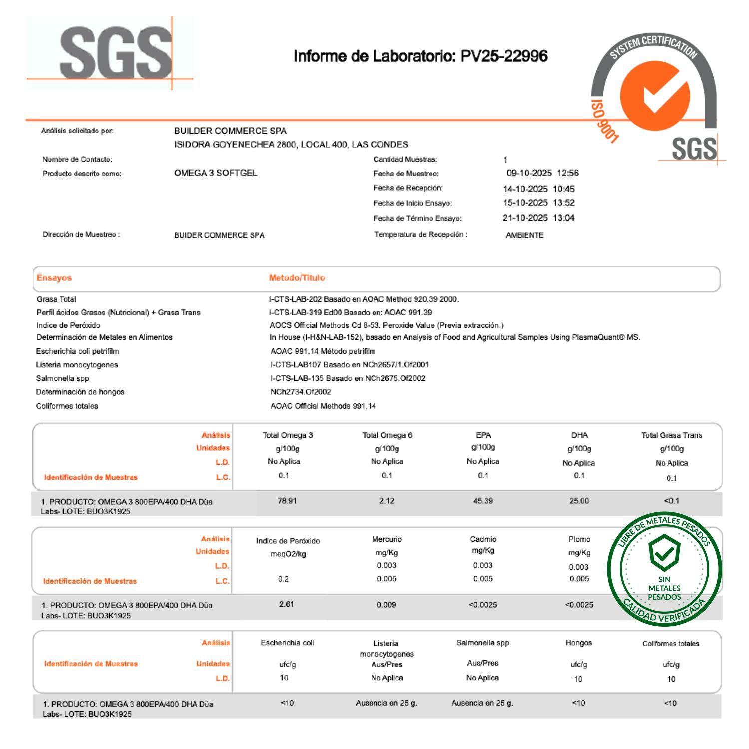 Omega 3 Düa Labs® 800 EPA 400 DHA 120 Cápsulas Para 60 días-5