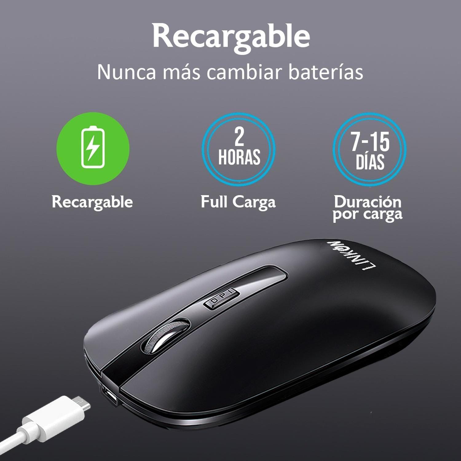 Mouse Inalambrico Dual Bluetooth USB Recargable Mac Windows negro-2