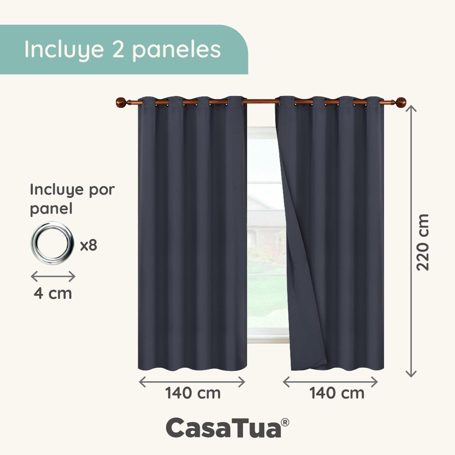 Cortina Blackout Casatua 2 Paños 140x220cm Aislante-5