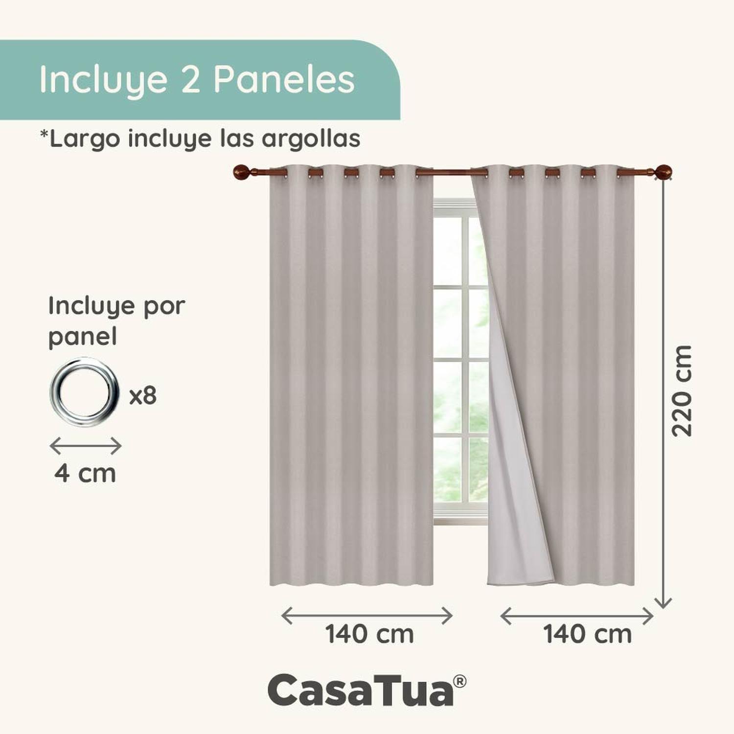 Cortina Blackout Engomada Termica Set 2 Casatua 140x220-7