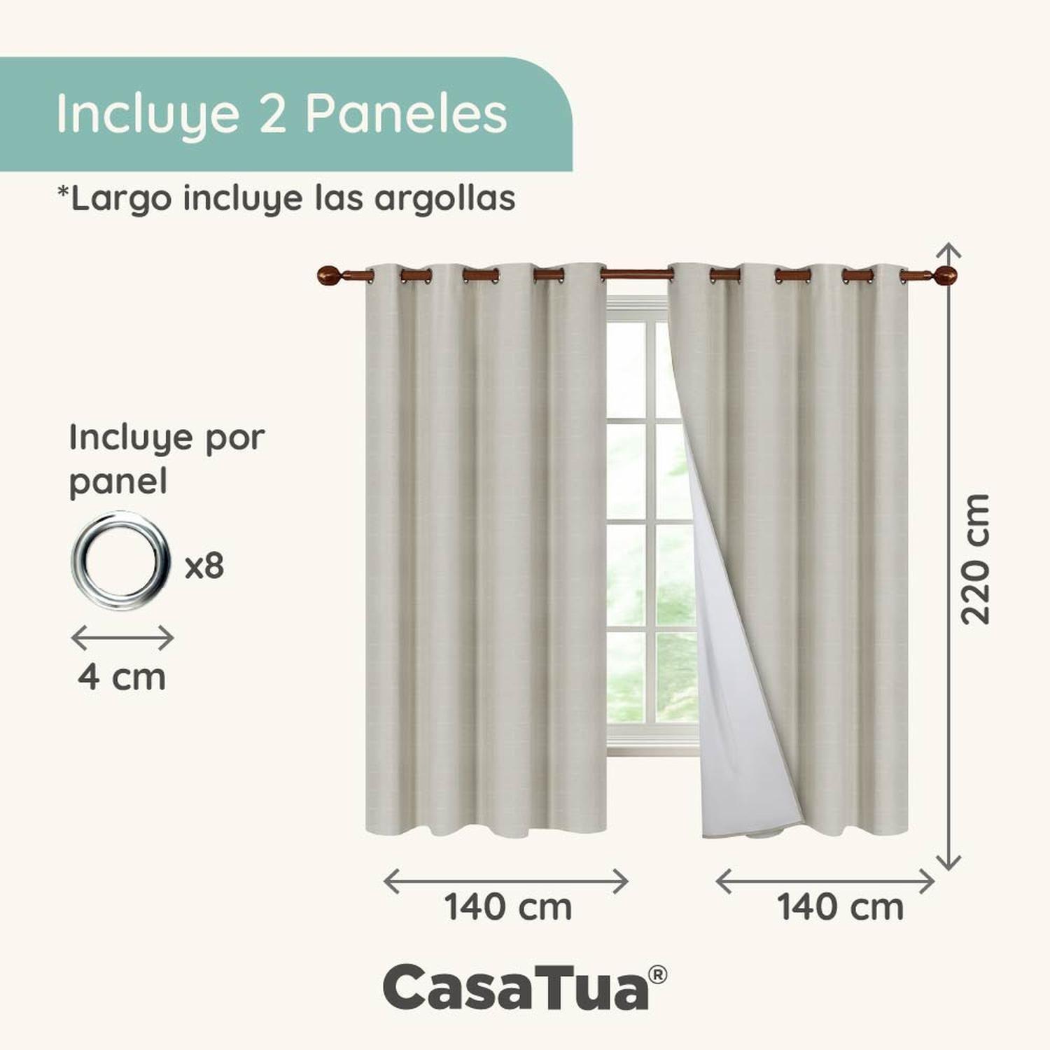 Cortina Blackout Engomada Termica Set 2 Casatua 140x220-7