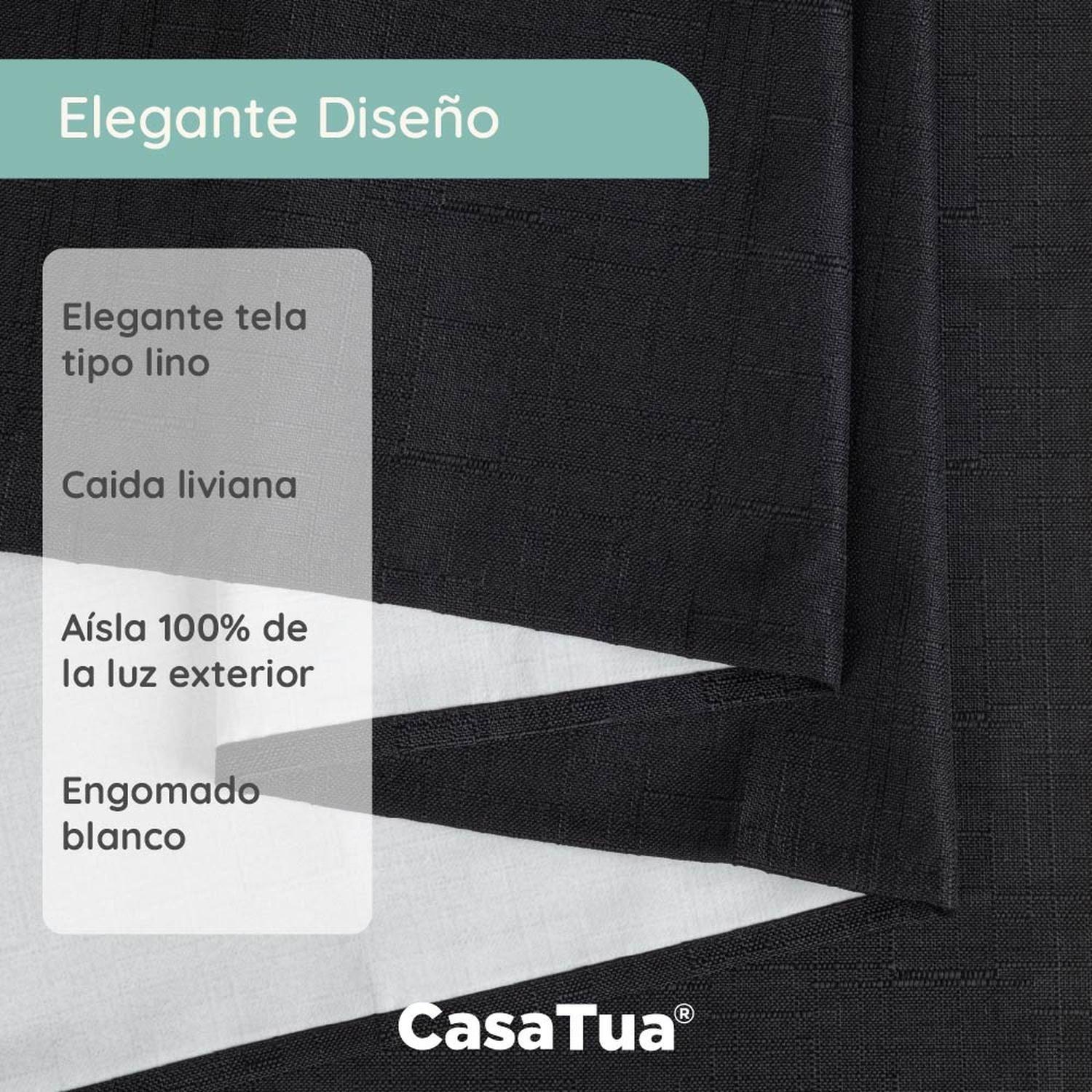 Cortina Blackout Engomada Termica Set 2 Casatua 140x220-2