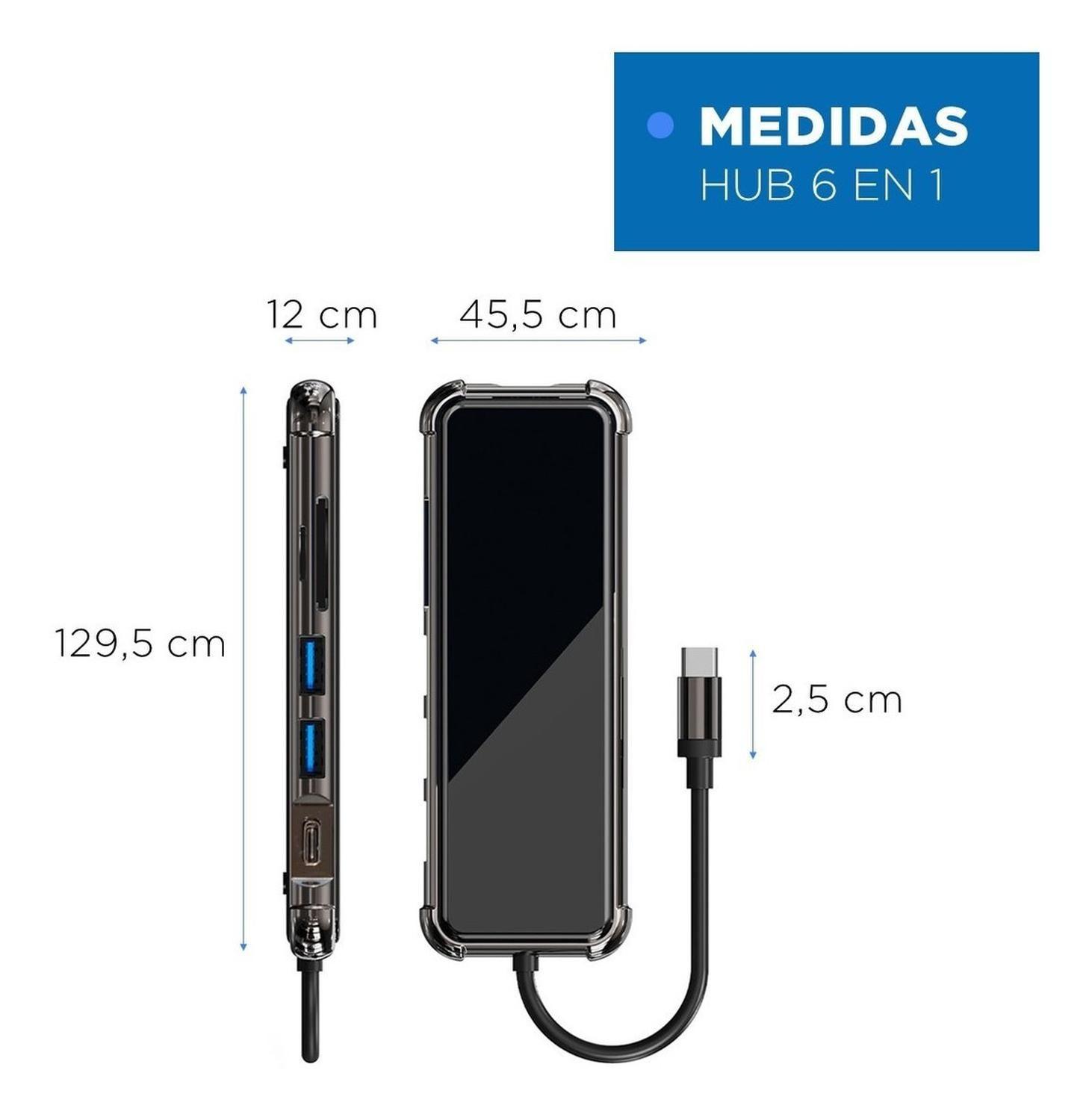 Hub Adaptador Usb Tipo C 6 en 1 Linkon Para Mac Macbook Win-9