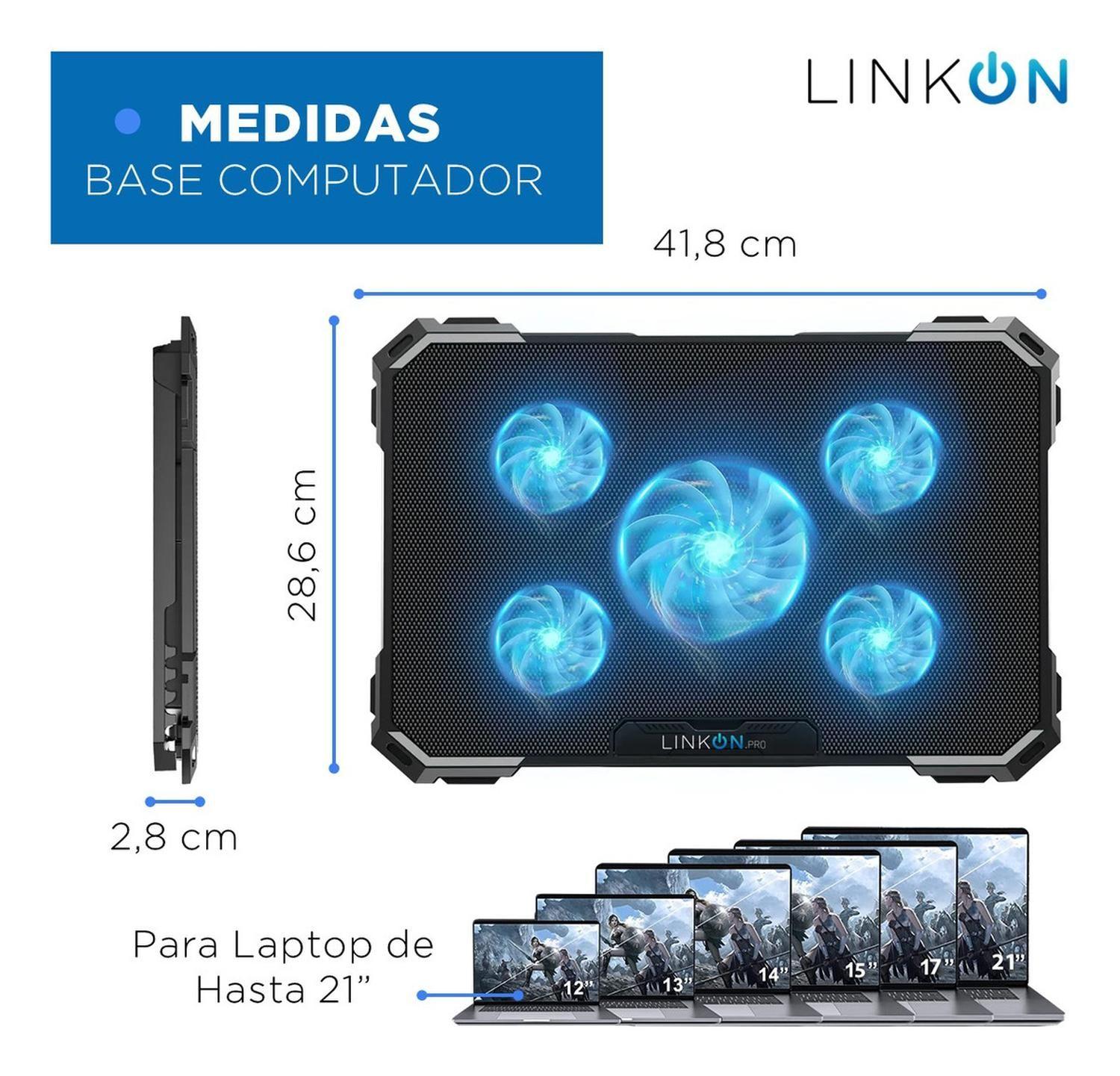 Base Ventilador Notebook Enfriador 5 Ventiladores 2 USB-7