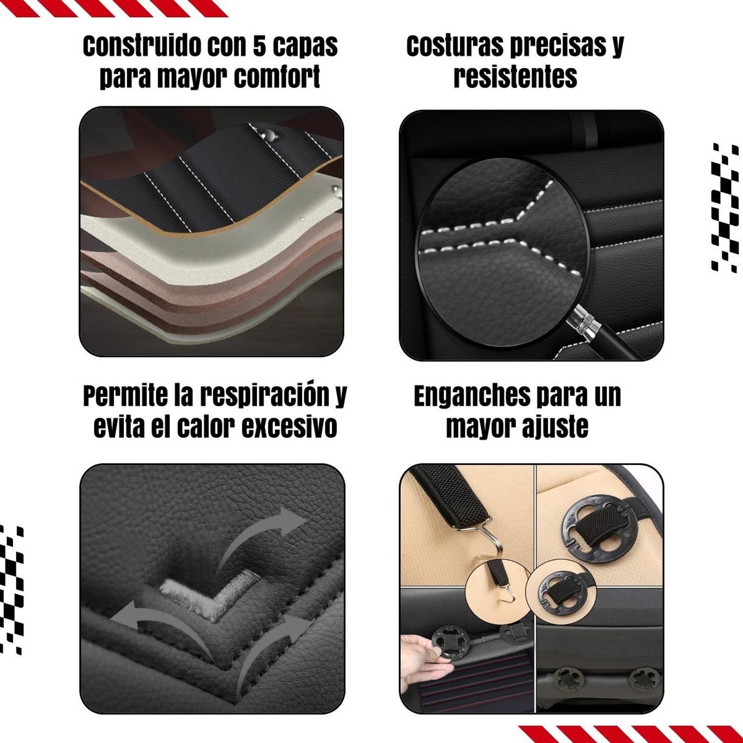Funda Cubre Asiento Auto Eco-Cuero Set Completo Universal-6