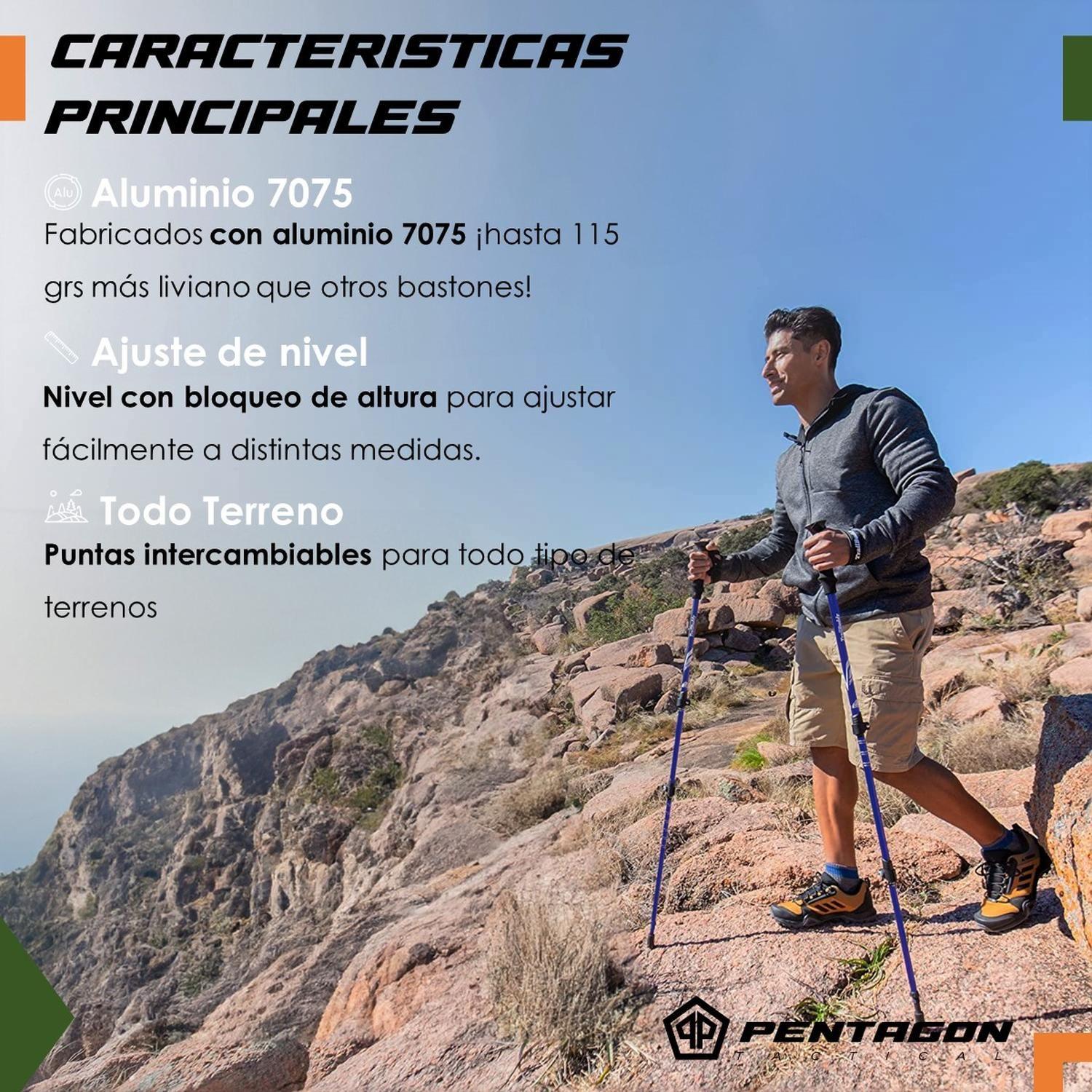 Bastones de Trekking Set de 2 Plegables Aluminio Pentagon azul-1