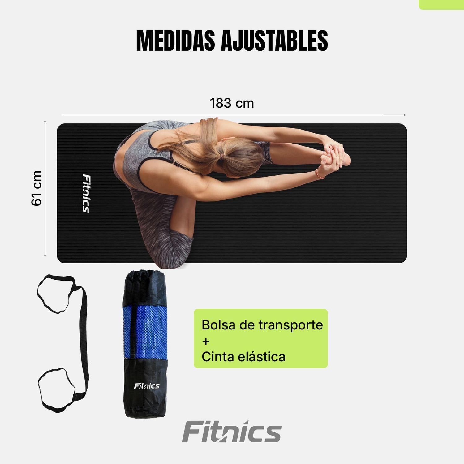 Mat Yoga Colchoneta Ejercicio Extra Grueso 15mm Bolso+Correa negro-8