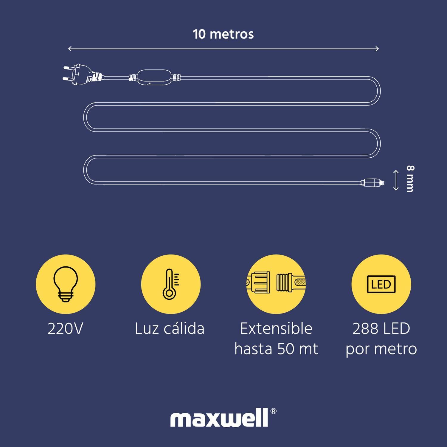 Tira Led Cinta Cob Luz Cálida Maxwell 10m Impermeable-2