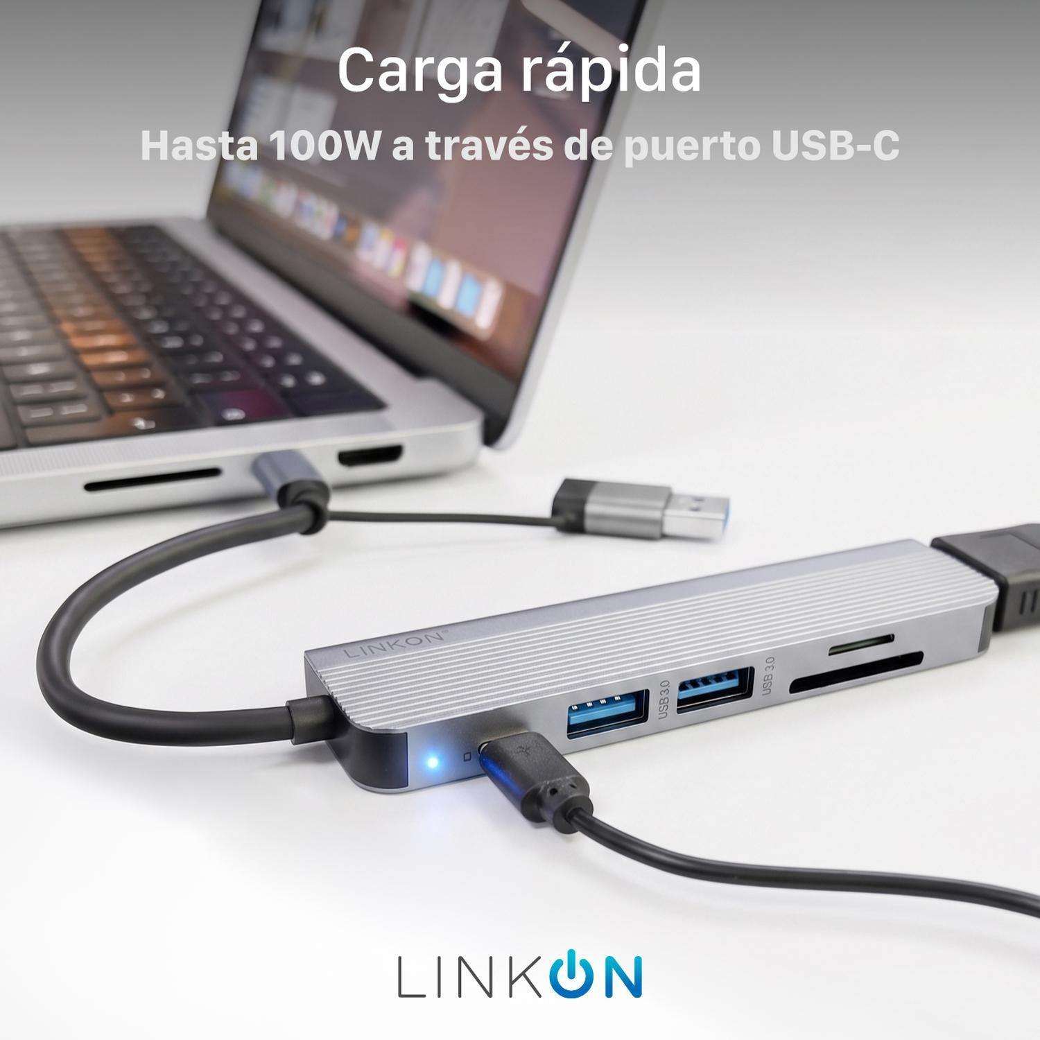 Hub Adaptador Usb C 6 en 2 Linkon Para Mac Macbook Windows-3