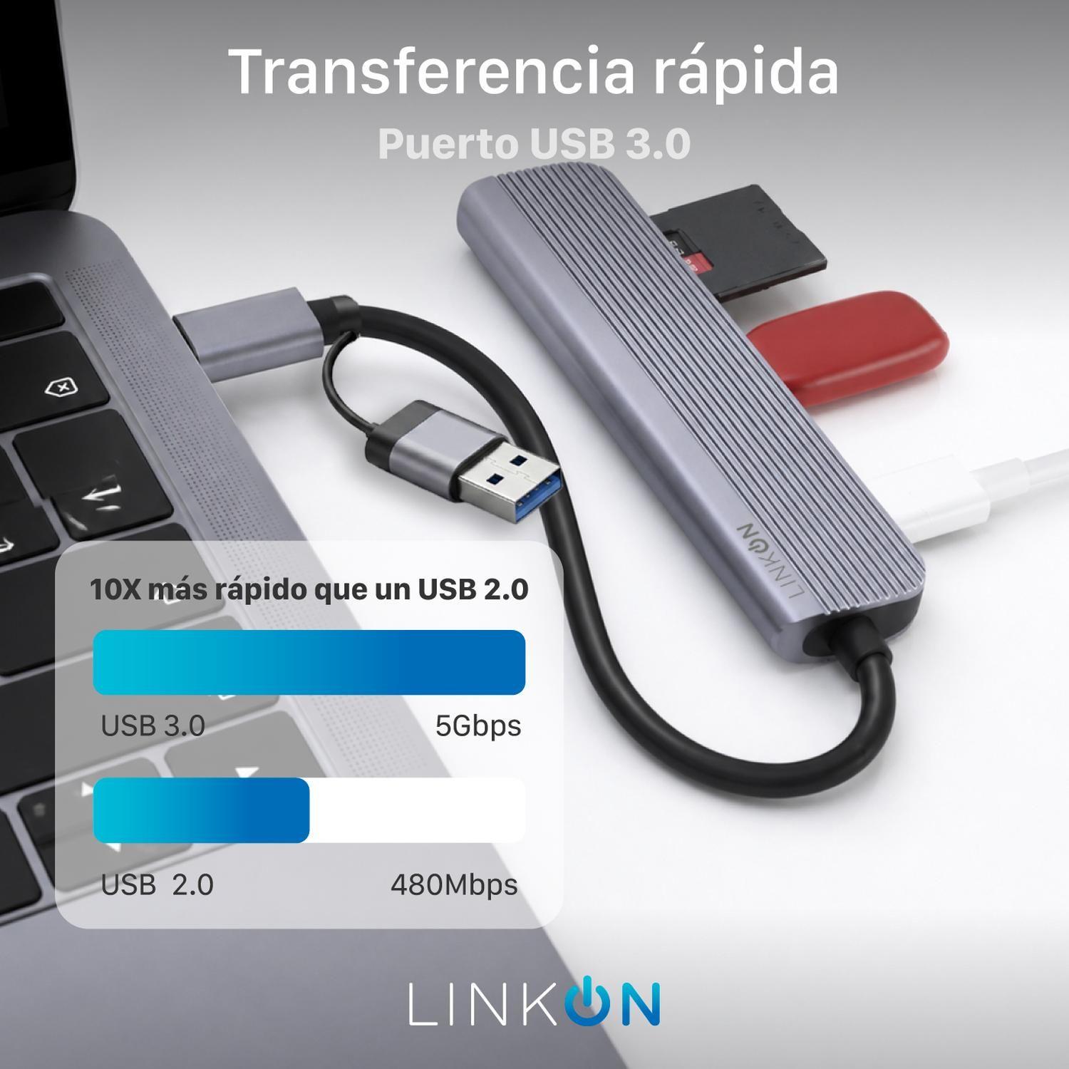Hub Adaptador Usb C 6 en 2 Linkon Para Mac Macbook Windows-4