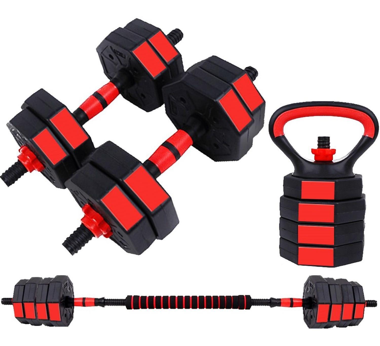 Mancuernas Ajustables Set 15kg 3 en 1 + Barra + Kettlebell-0
