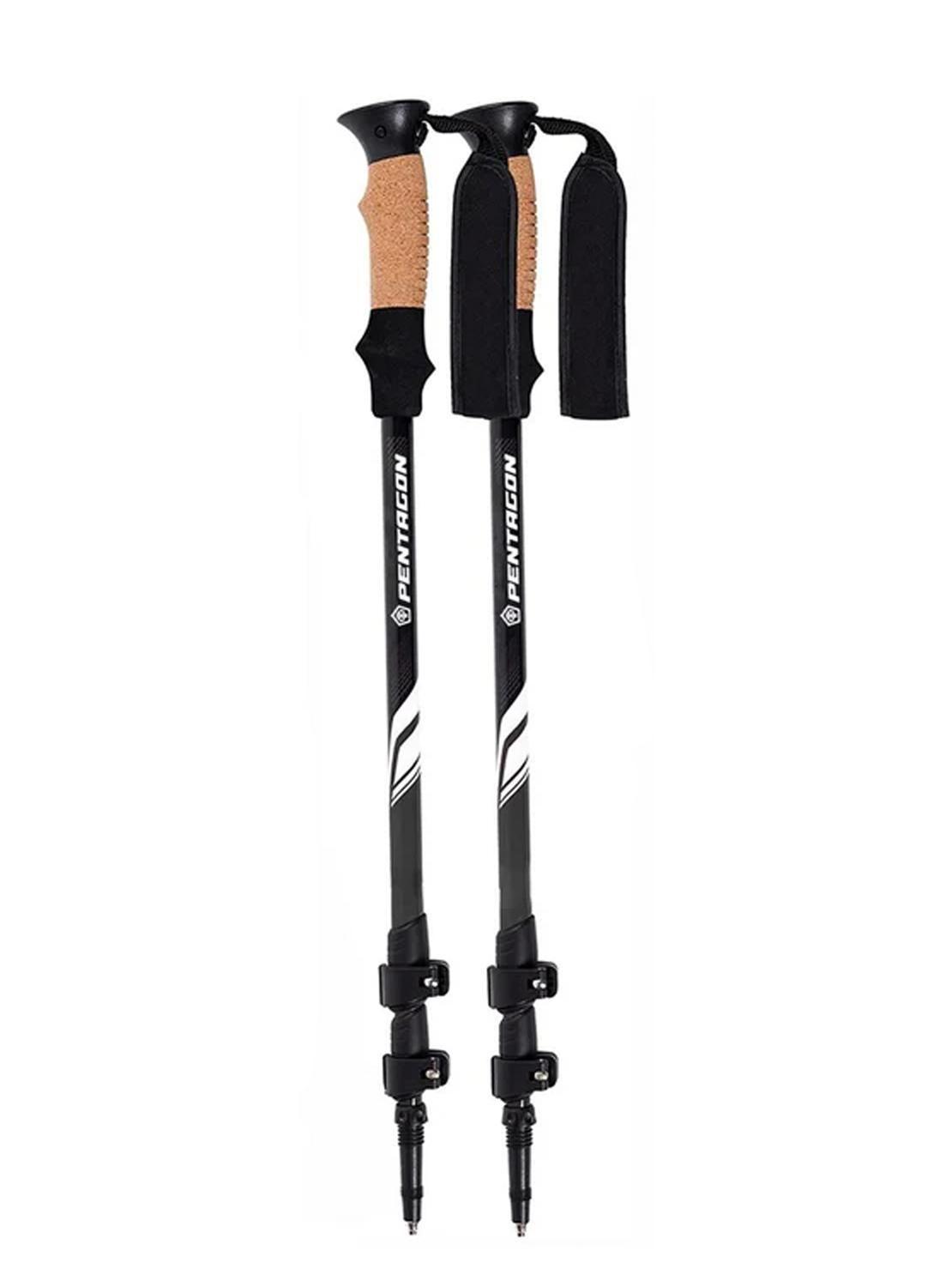 Bastones de Trekking Set de 2 Plegables Aluminio Pentagon negro-0