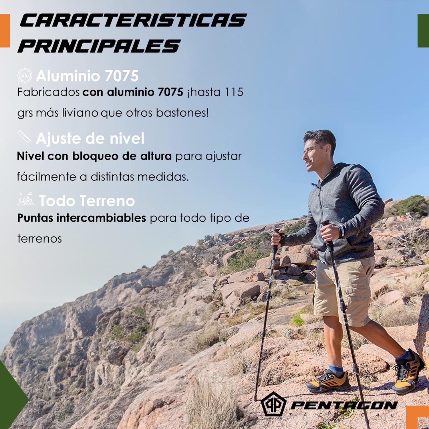 Bastones de Trekking Set de 2 Plegables Aluminio Pentagon negro-2
