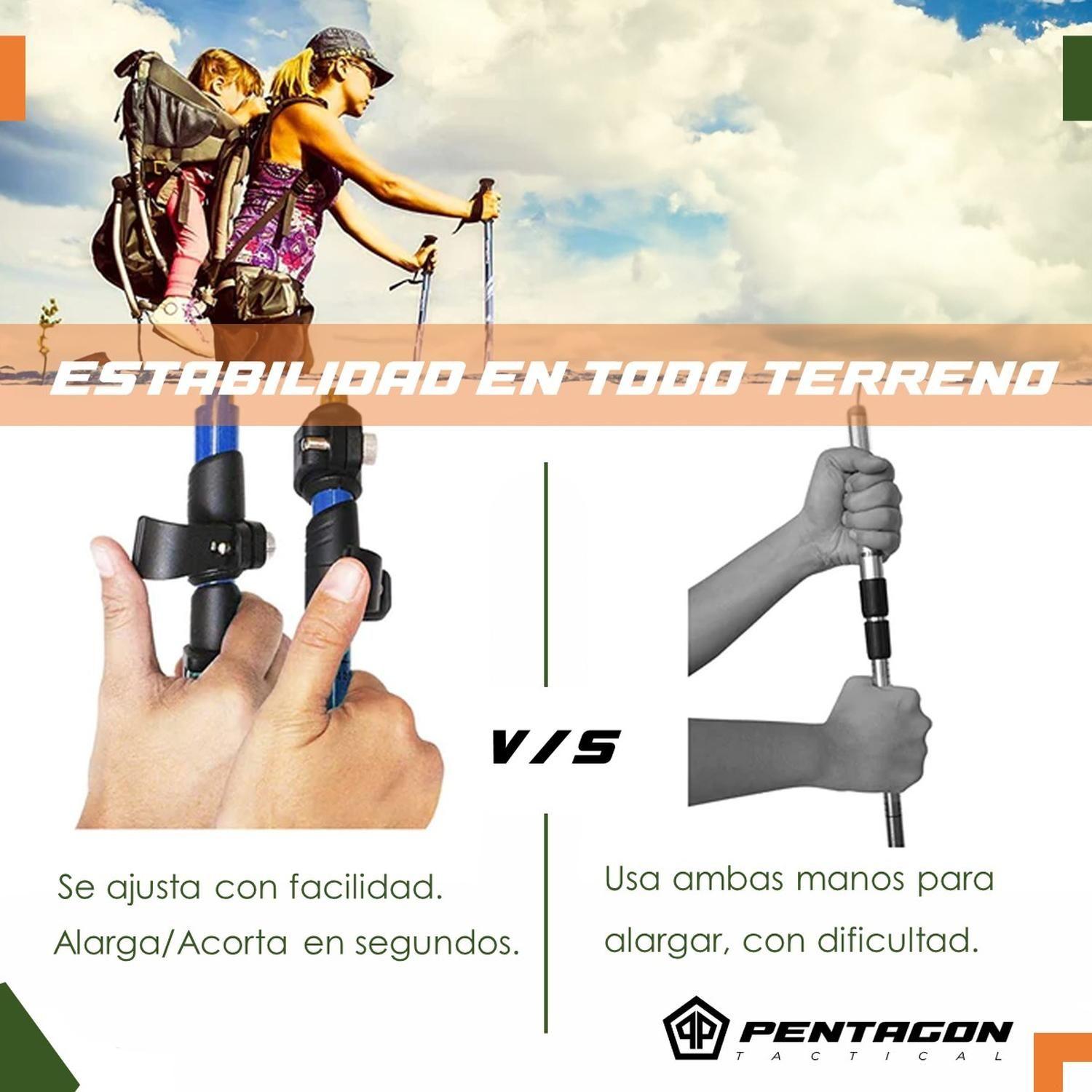 Bastones de Trekking Set de 2 Plegables Aluminio Pentagon negro-7