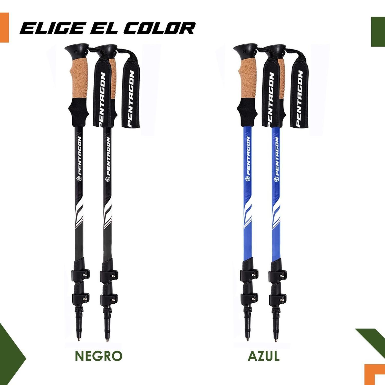 Bastones de Trekking Set de 2 Plegables Aluminio Pentagon negro-8
