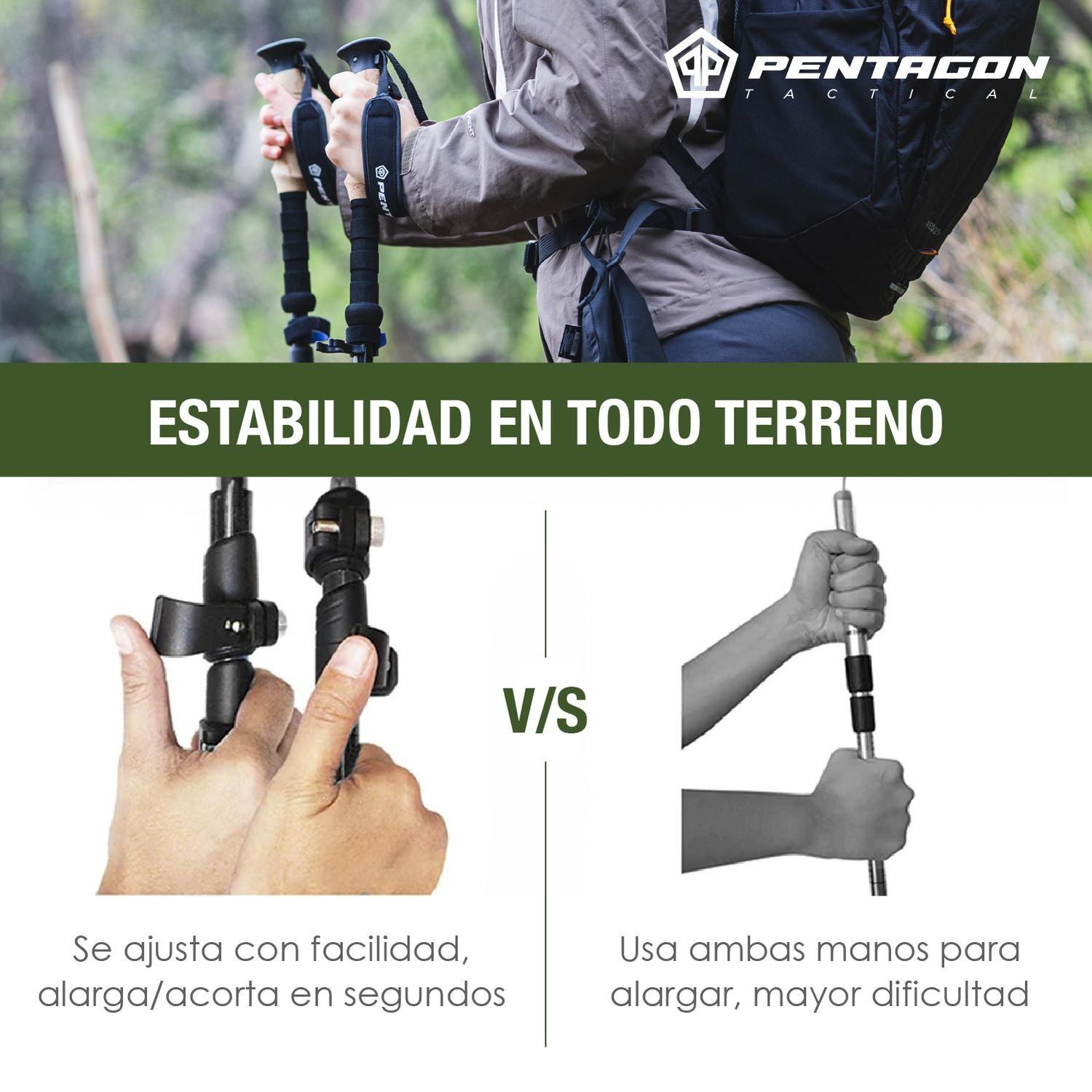 Bastones de Trekking Set de 2 Plegables Aluminio Pentagon negro-6