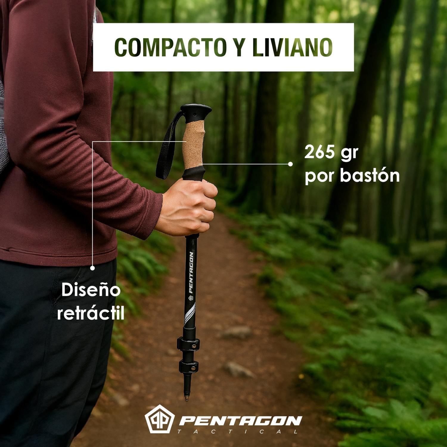 Bastones de Trekking Set de 2 Plegables Aluminio Pentagon negro-7