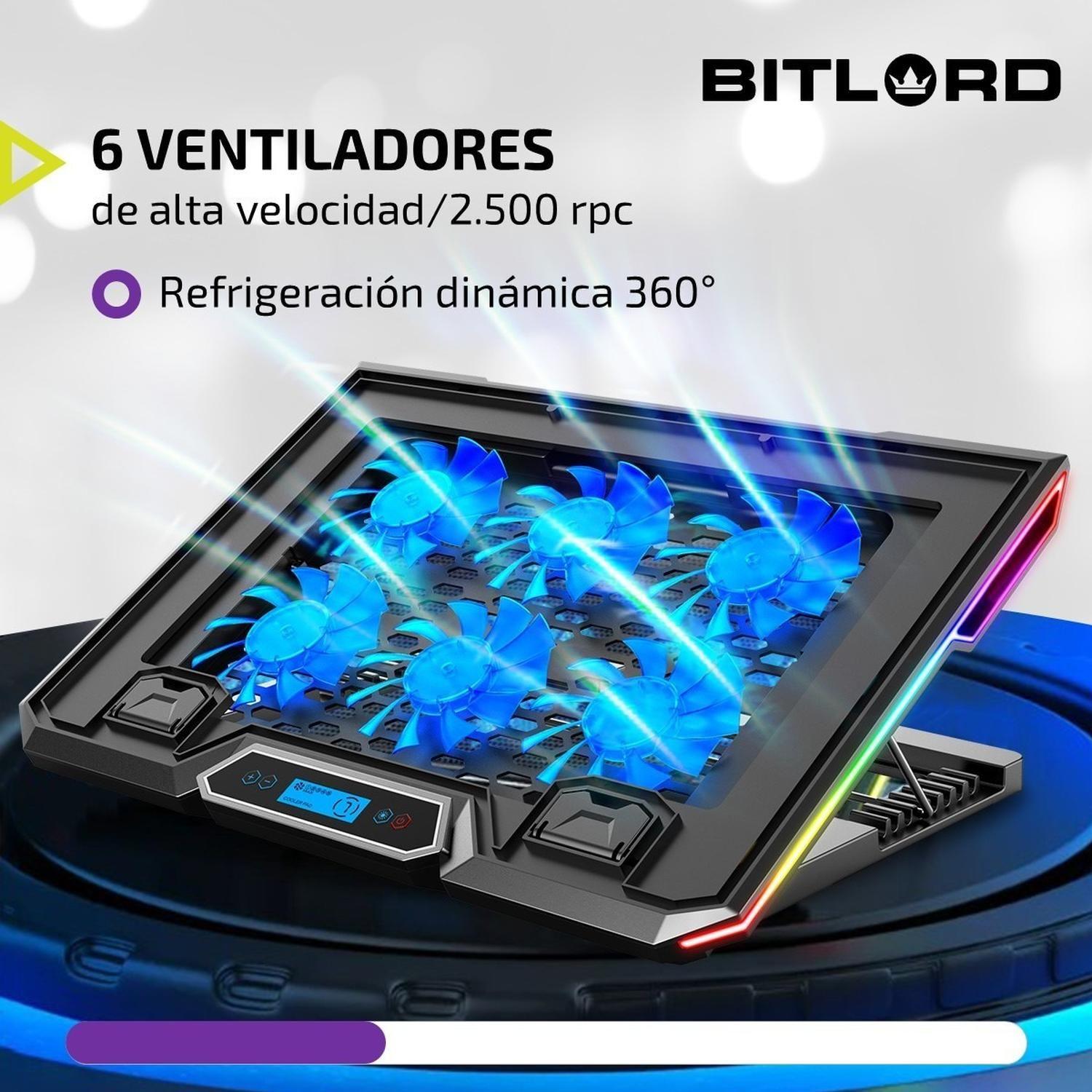 Base Ventilador Notebook Enfriador 6 Fans LCD RGB Hasta 17"-3