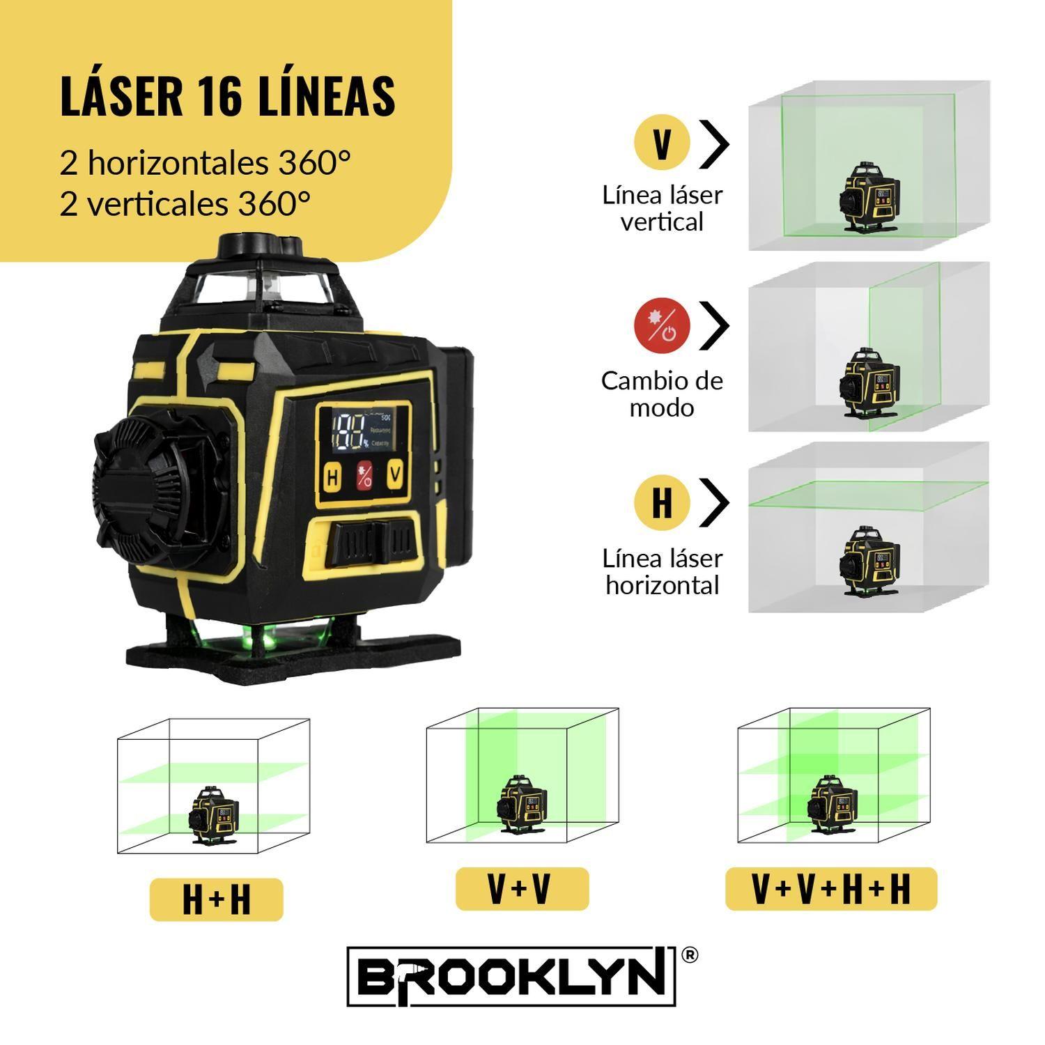 Nivel Laser Verde Brooklyn 16 Líneas Autonivelante + Tripode-1