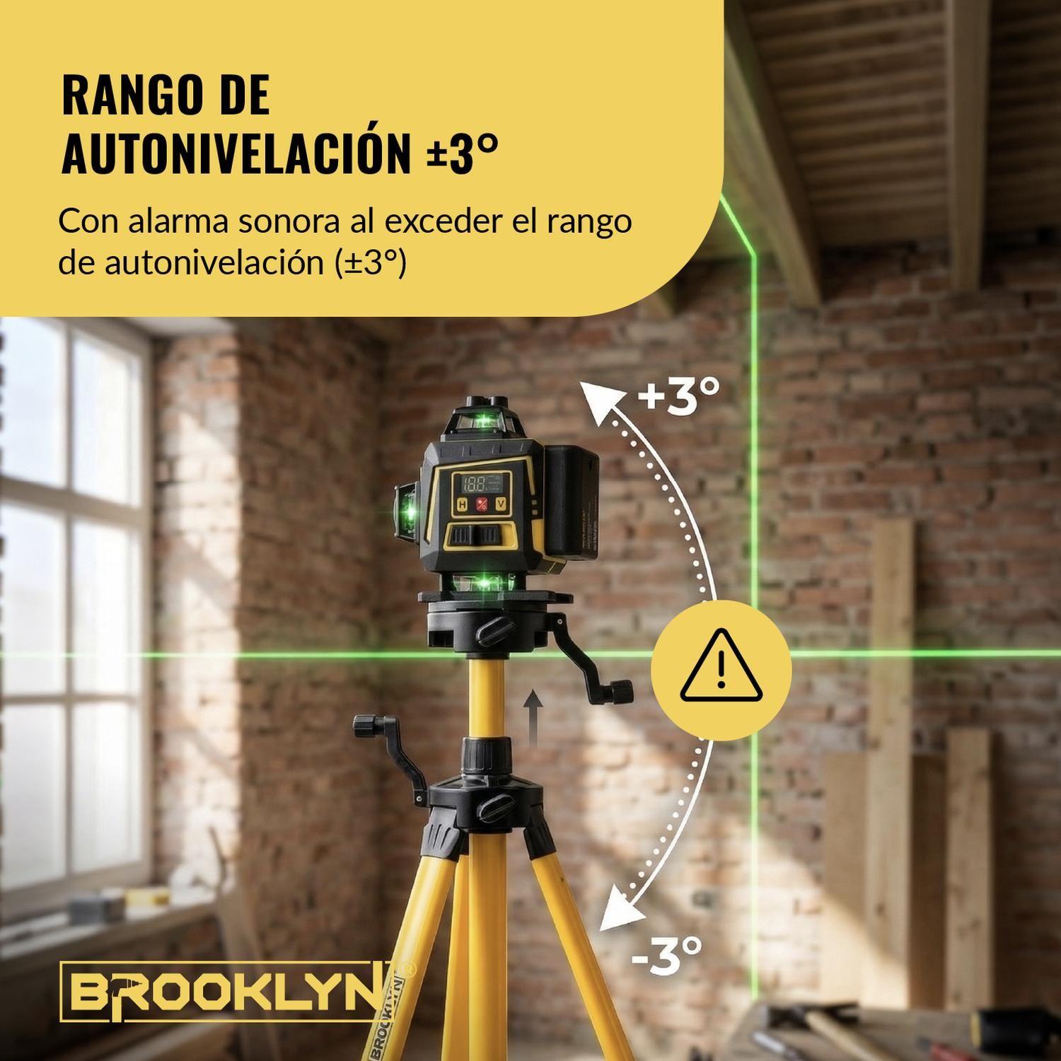Nivel Laser Verde Brooklyn 16 Líneas Autonivelante + Tripode-5