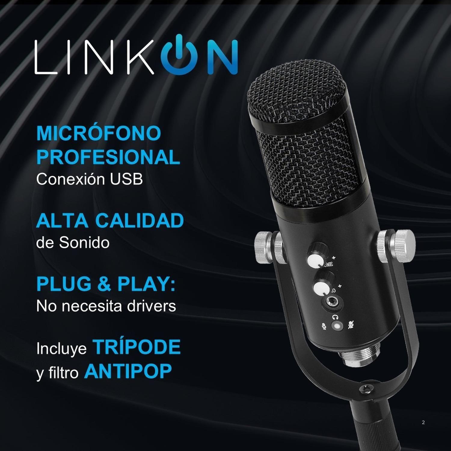 Microfono Condensador Cardioide Linkon USB Kit Brazo Antipop-1