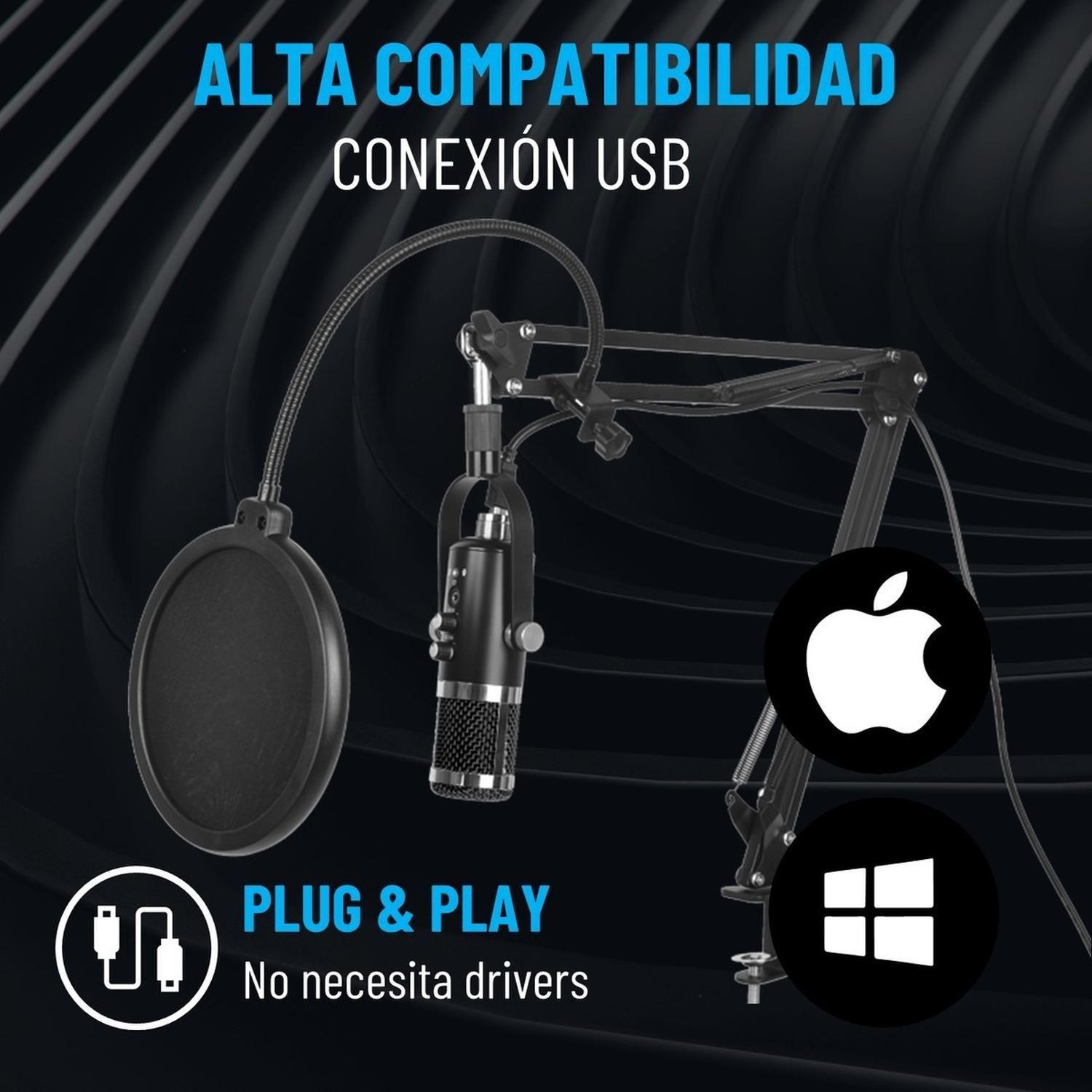 Microfono Condensador Cardioide Linkon USB Kit Brazo Antipop-2