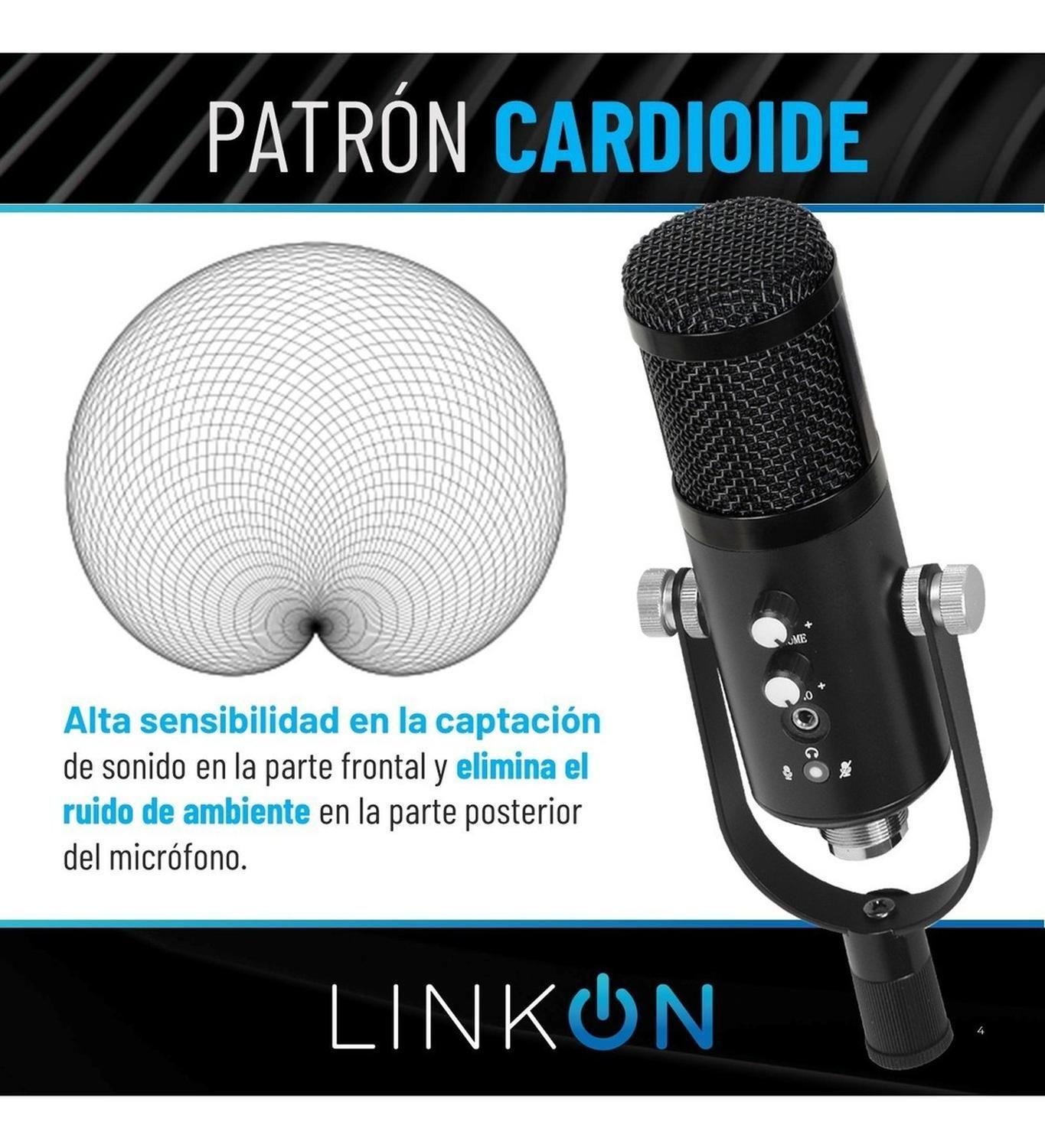 Microfono Condensador Cardioide Linkon USB Kit Brazo Antipop-3
