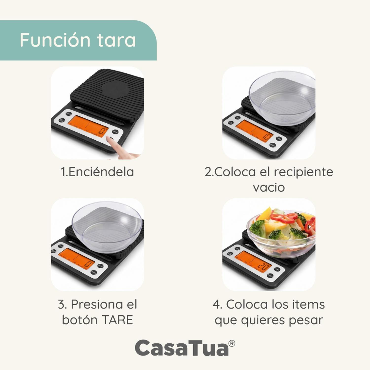 Pesa Digital Cocina CasaTua Balanza Alimentos hasta 3 Kilos-5