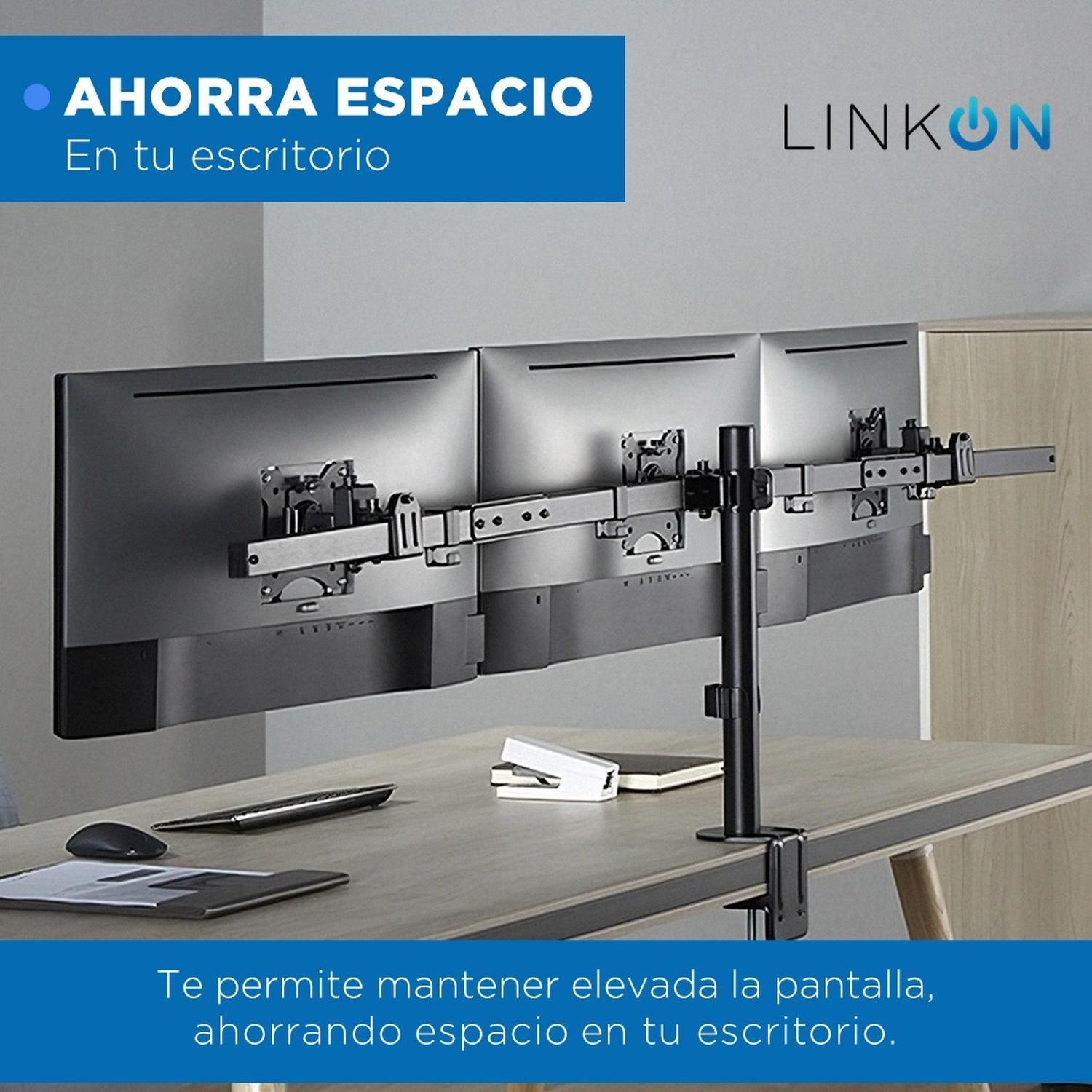 Soporte Brazo Triple Para 3 Monitores De Escritorio Linkon-3