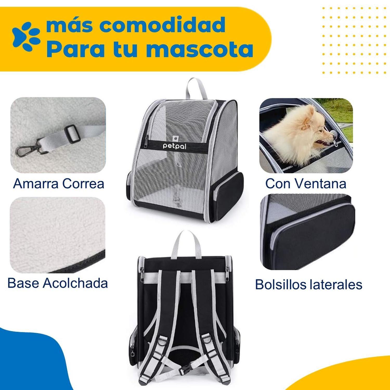 Bolso Mochila Transportador Perro Gato Petpal Respirable-2
