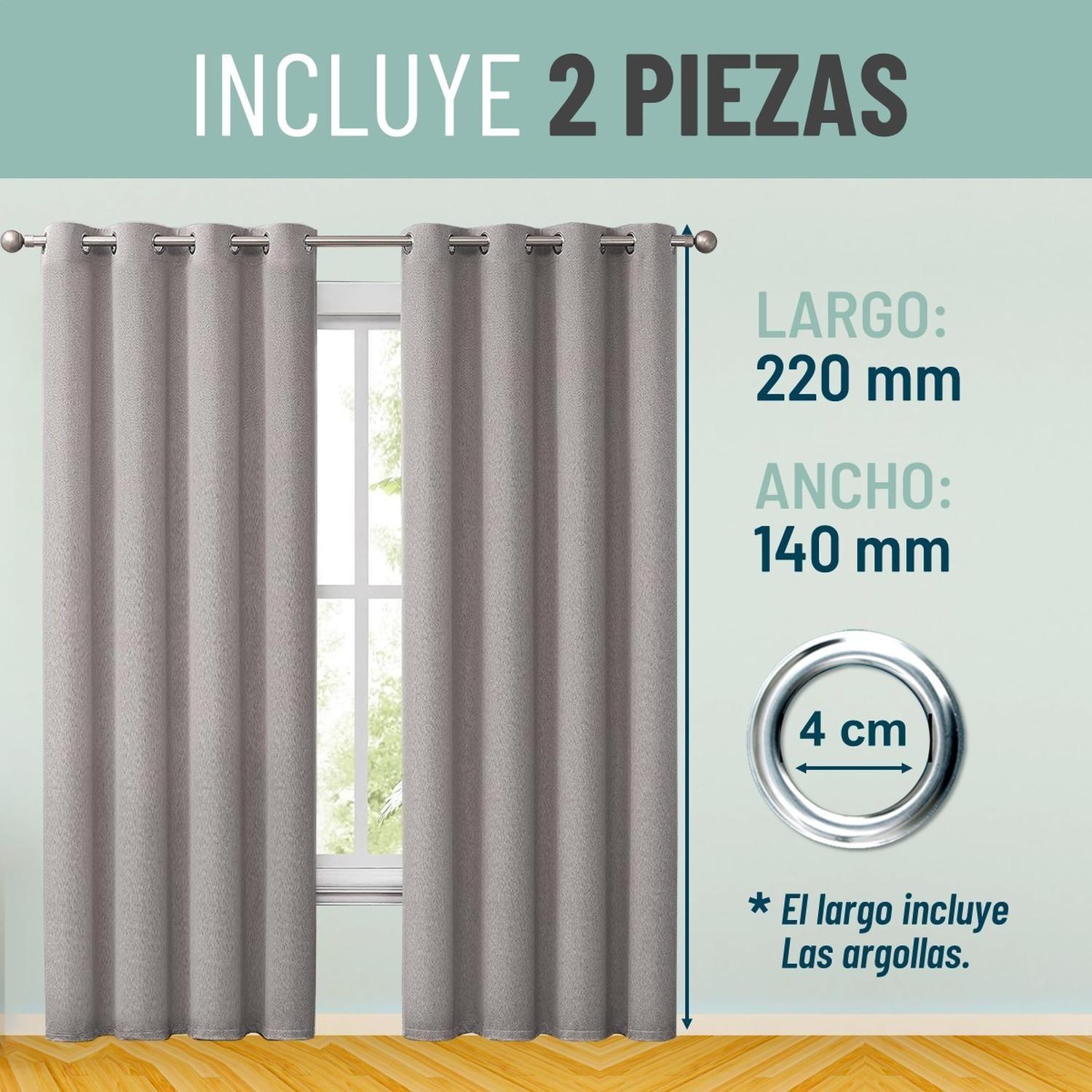 Cortinas Blackout 100% Casatua 2 Paños 140x220 Textura Lino-5
