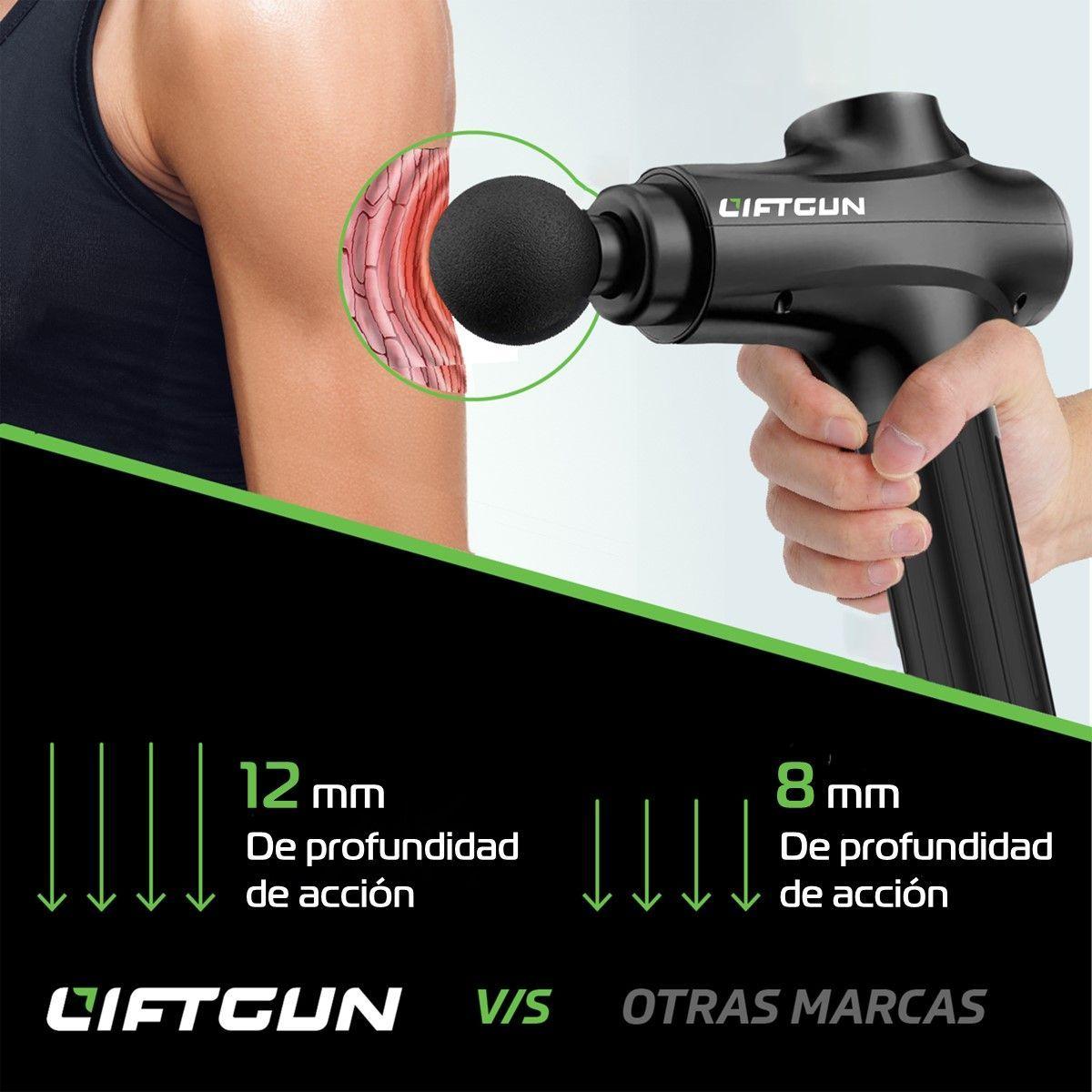 Masajeador Pistola LIFTGUN Ultimate 30 niveles 8 Cabezales-5