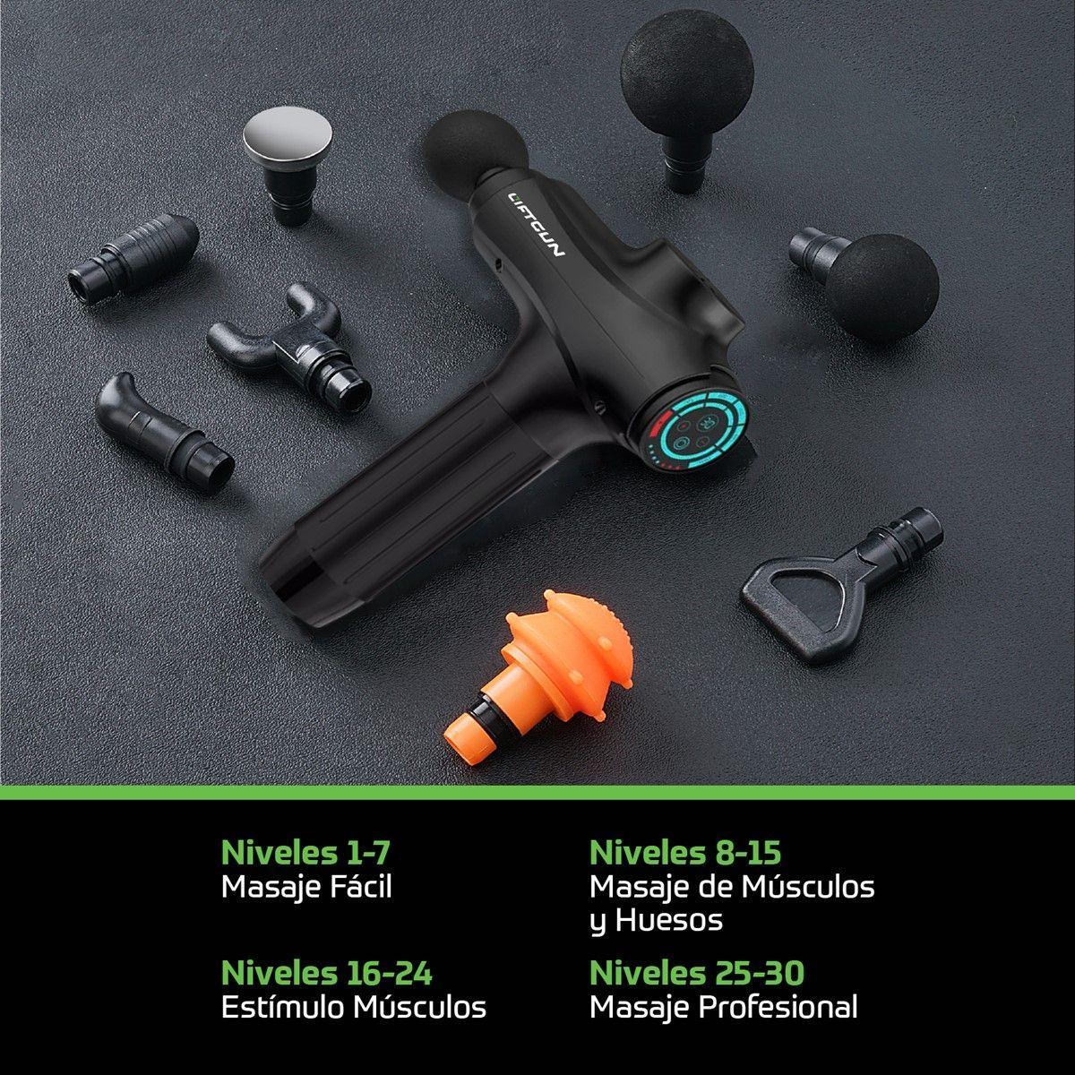 Masajeador Pistola LIFTGUN Ultimate 30 niveles 8 Cabezales-3