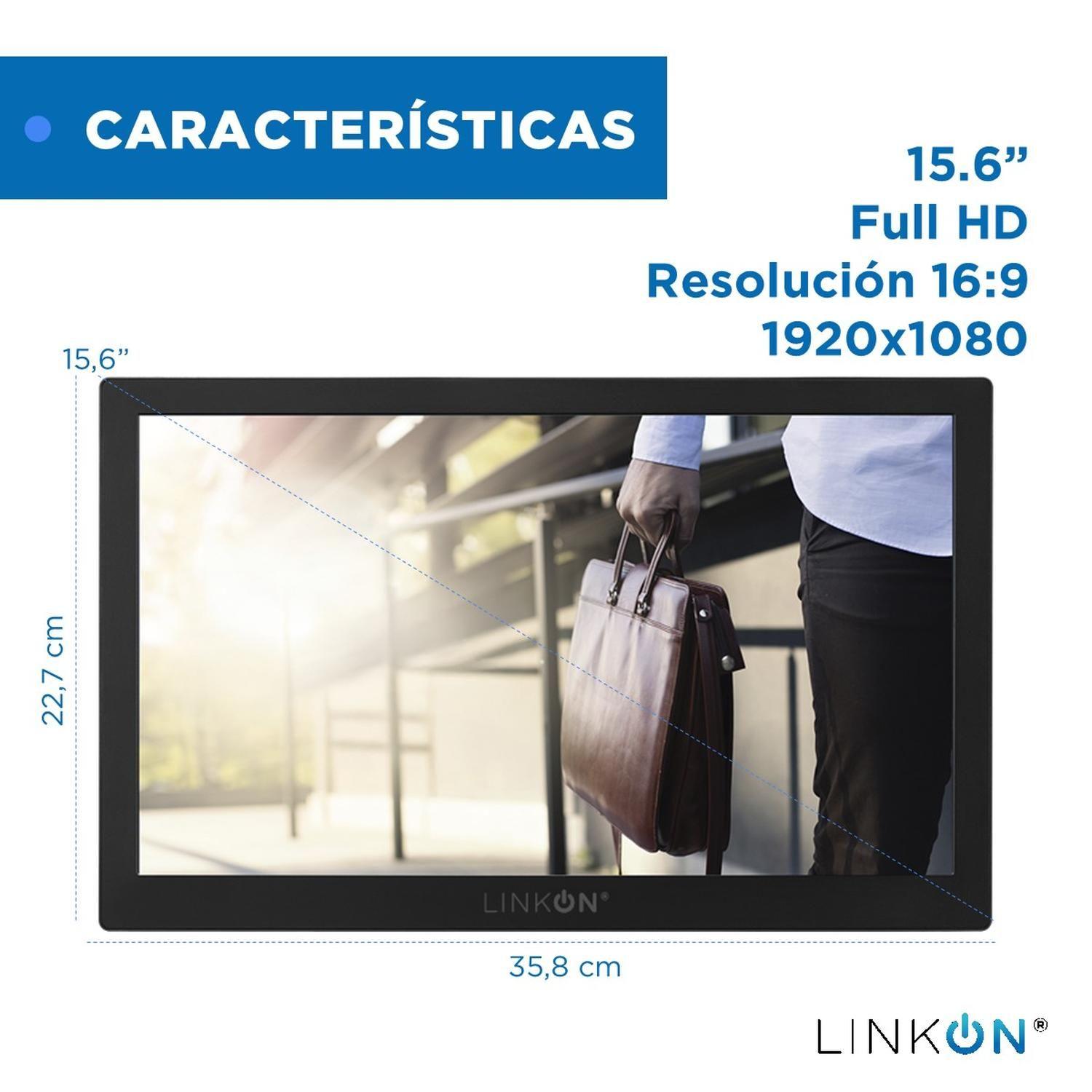 Monitor Portatil Full HD 15.6" Multiples Conexiones Linkon-4