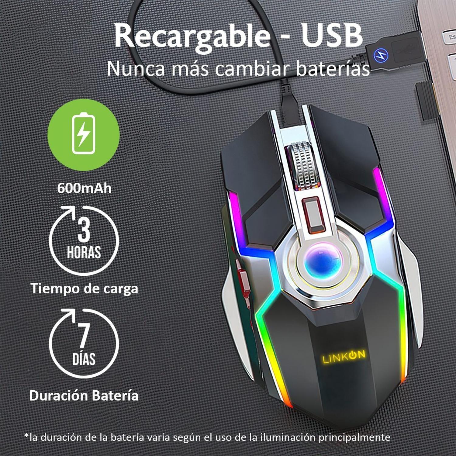 Mouse Gamer Inalambrico Recargable USB Windows Optico RGB-2