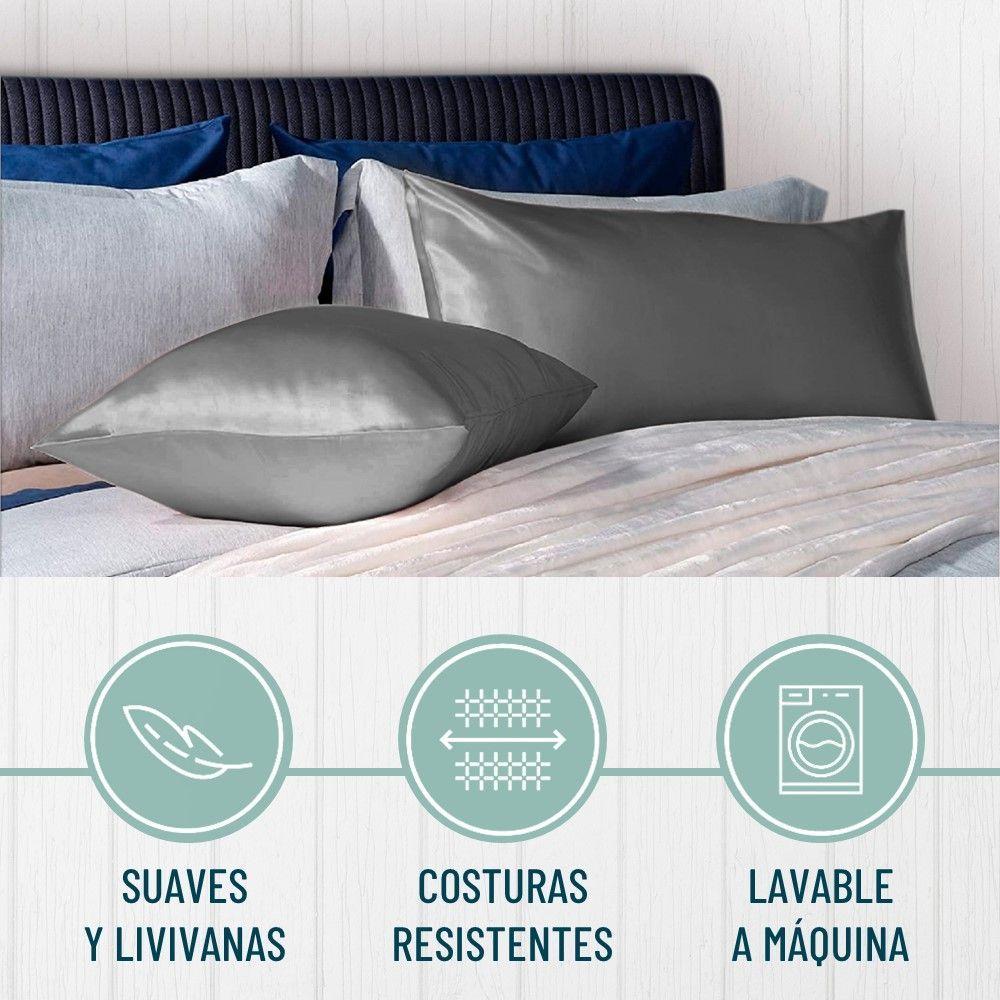 Funda Almohada Satin tipo Seda Set 2 unidades coral-4