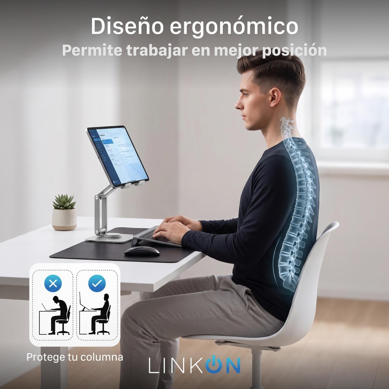 Soporte Tablet Celular Escritorio Linkon 360° - Aluminio-2