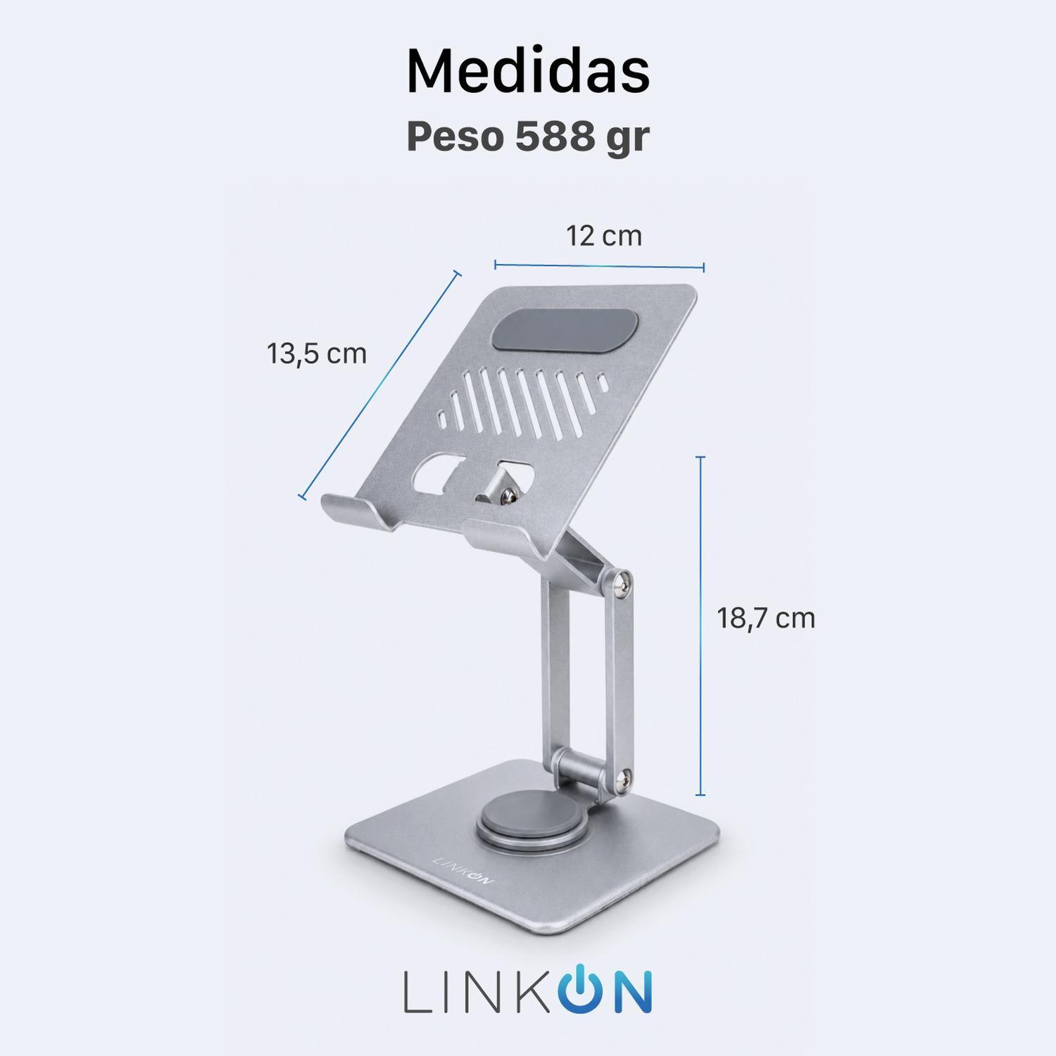 Soporte Tablet Celular Escritorio Linkon 360° - Aluminio-6