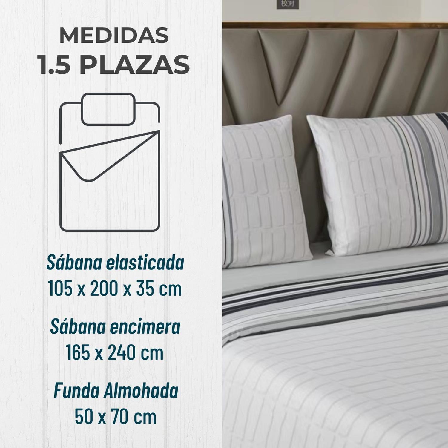Juego Sabanas Estampadas Ultra Suave +Funda Almohada Casatua 1.5 PlazasDiseño 2-1
