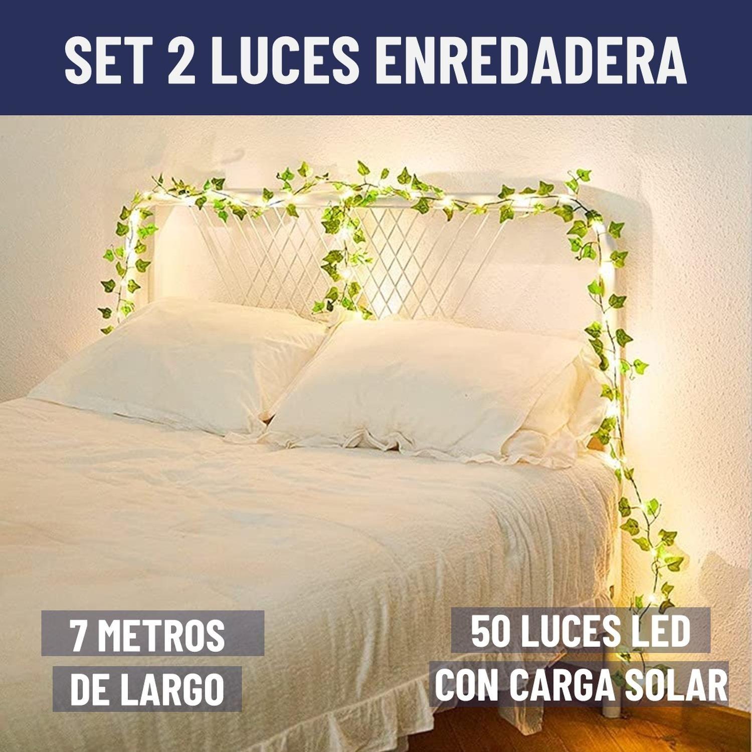 Guirnalda Luces Led Solar Cortina Hojas Enredadera Set 2 x7m-1