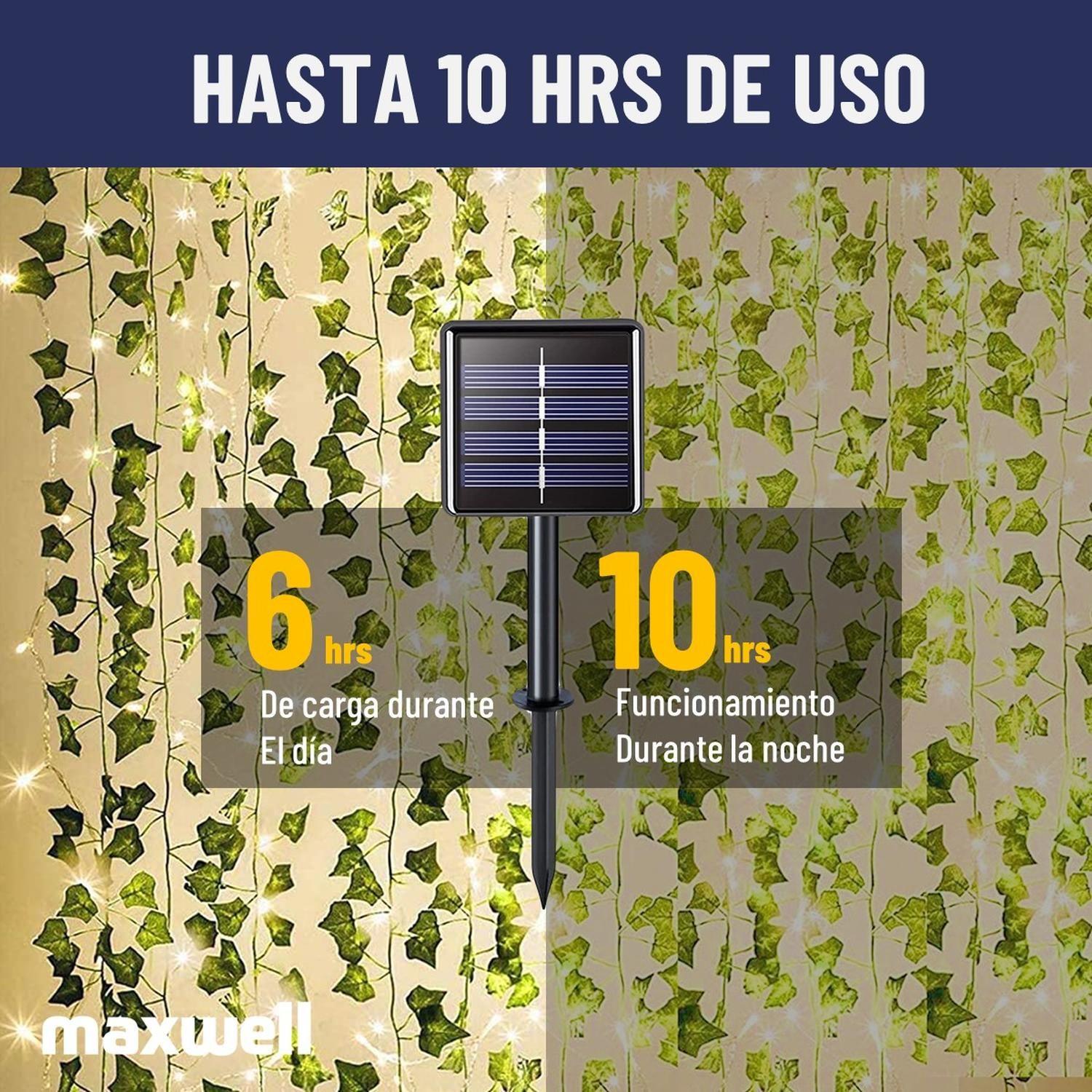 Guirnalda Luces Led Solar Cortina Hojas Enredadera Set 2 x7m-6