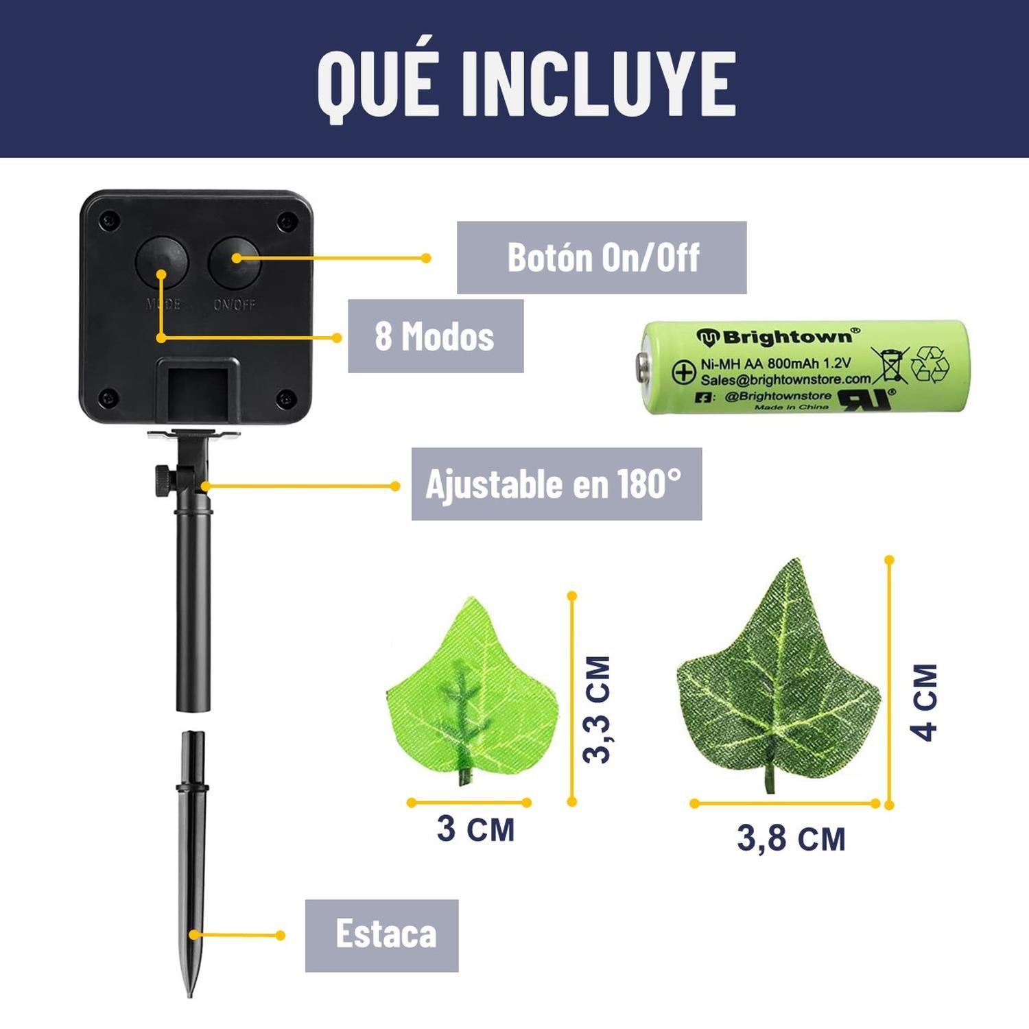 Guirnalda Luces Led Solar Cortina Hojas Enredadera Set 2 x7m-7