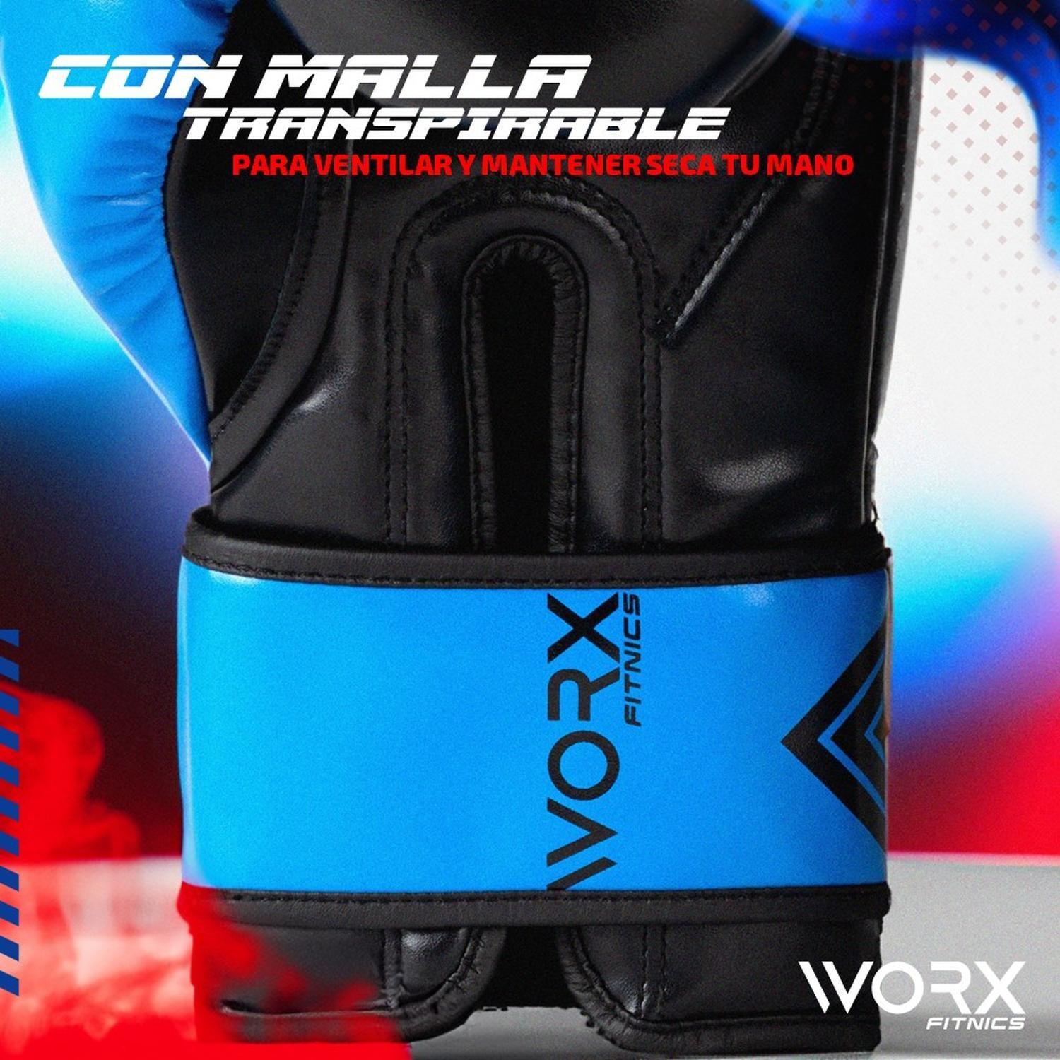 Guantes De Box Boxeo Profesional Worx azul-7