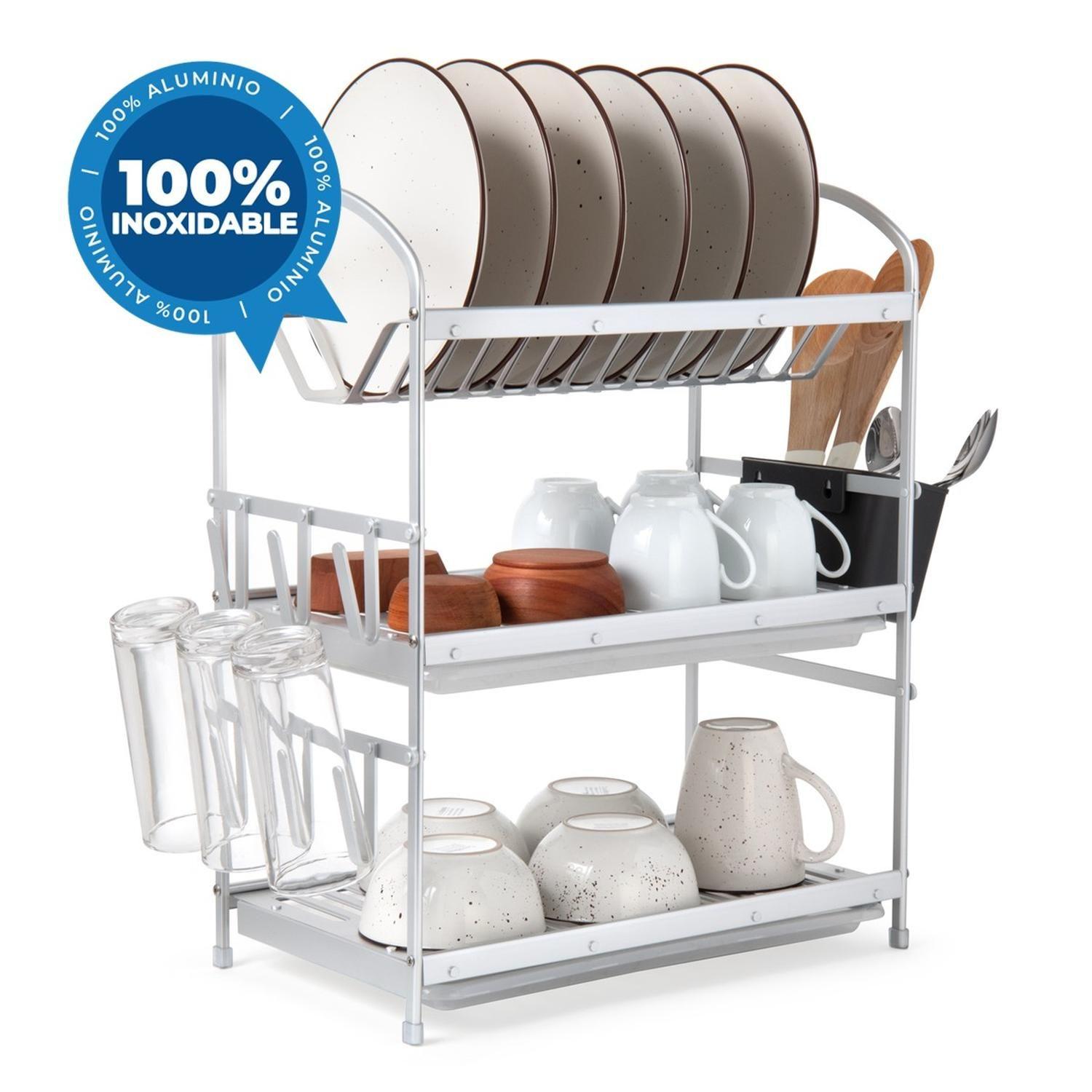 Secaplatos Escurridor 3 Niveles Aluminio 100% Inoxidable-0